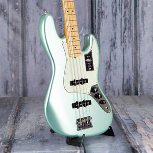 Fender American Professional II Jazz Bass Guitar, Mystic Surf Green, angle