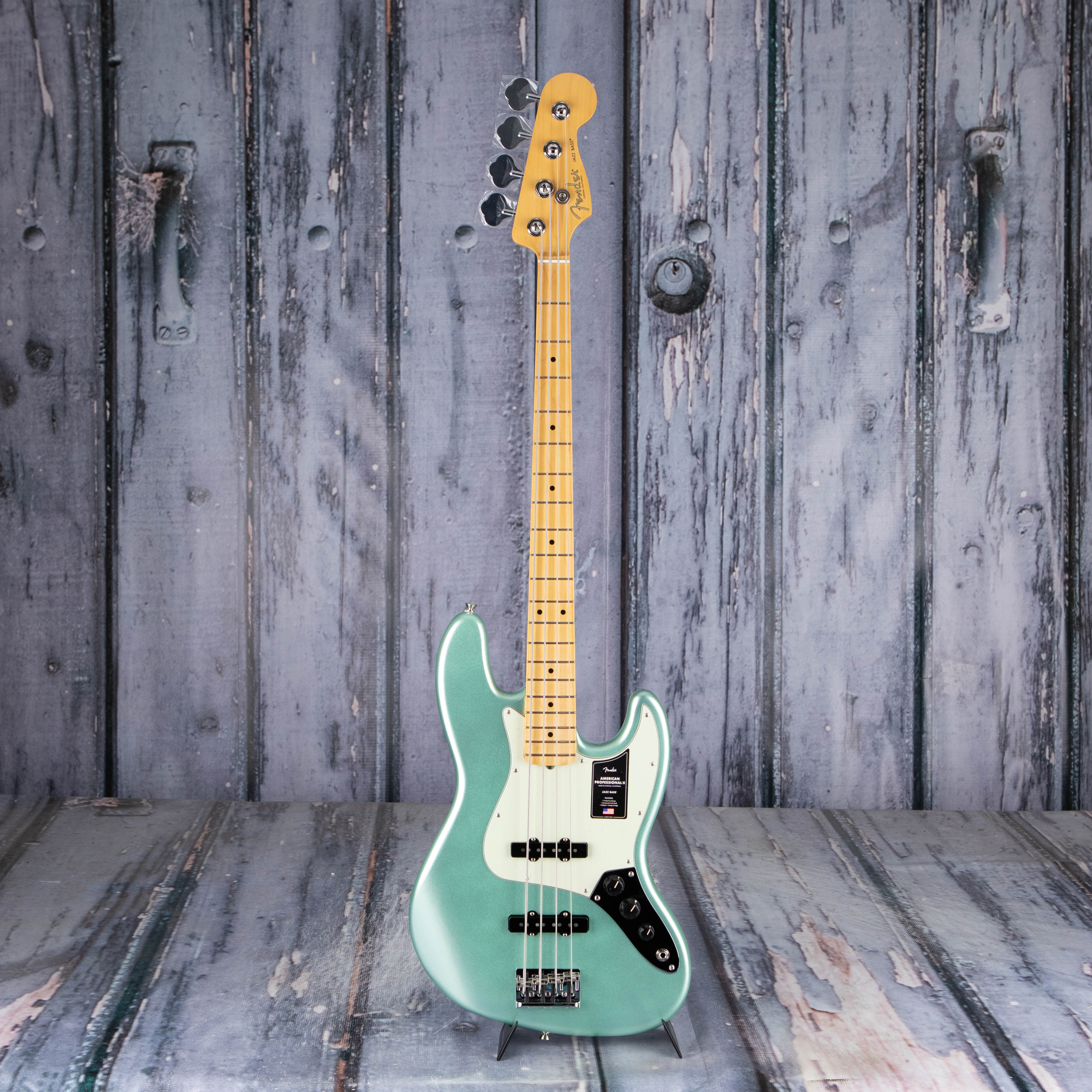 Fender American Professional II Jazz Bass Guitar, Mystic Surf Green, front