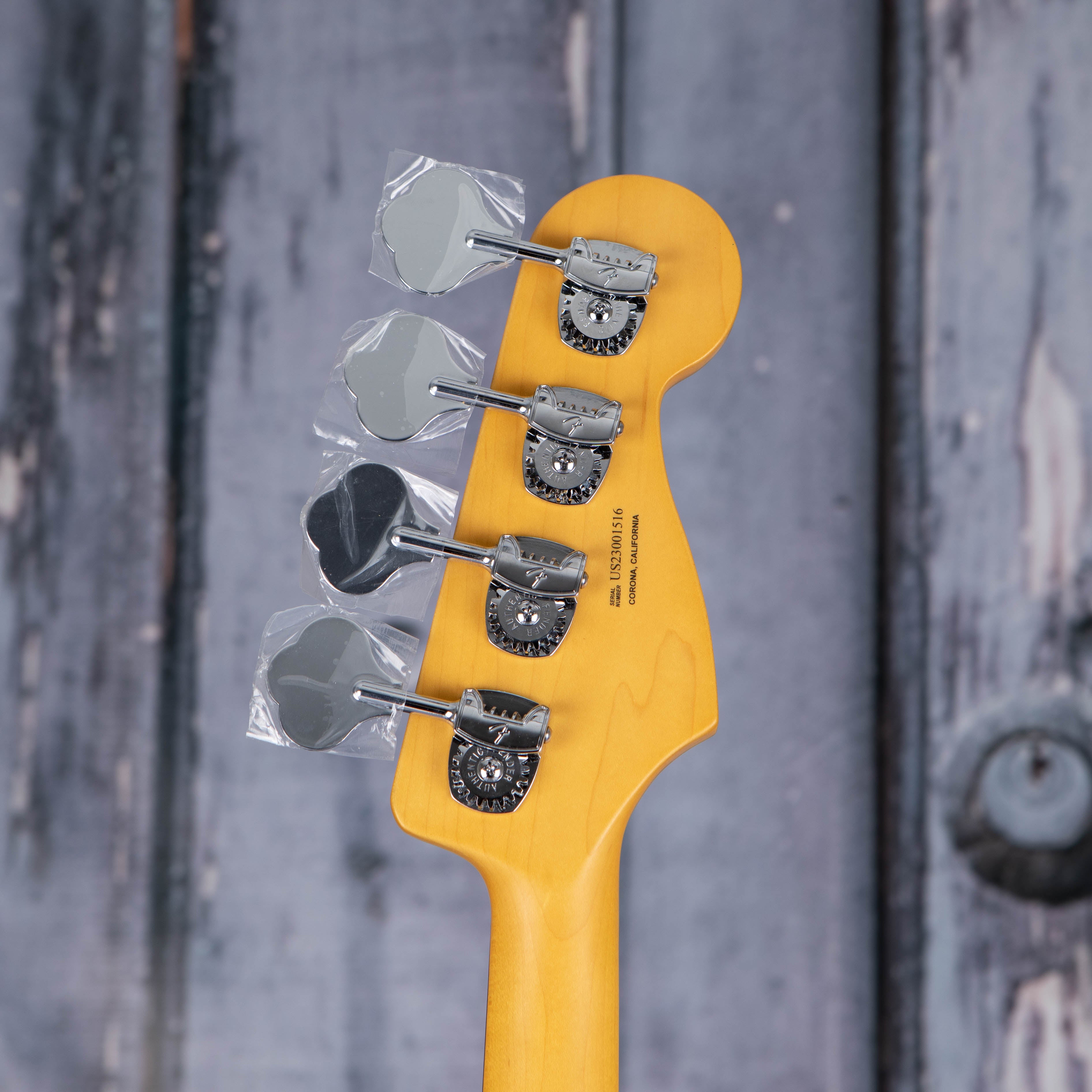 Fender American Professional II Jazz Bass Left-Handed Guitar, 3-Color Sunburst, back headstock