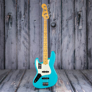 Fender American Professional II Jazz Bass Left-Handed Guitar, Miami Blue, front