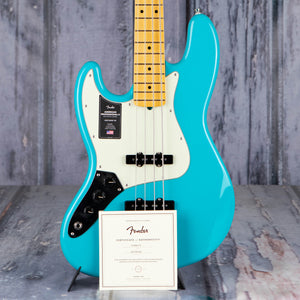 Fender American Professional II Jazz Bass Left-Handed Guitar, Miami Blue, coa