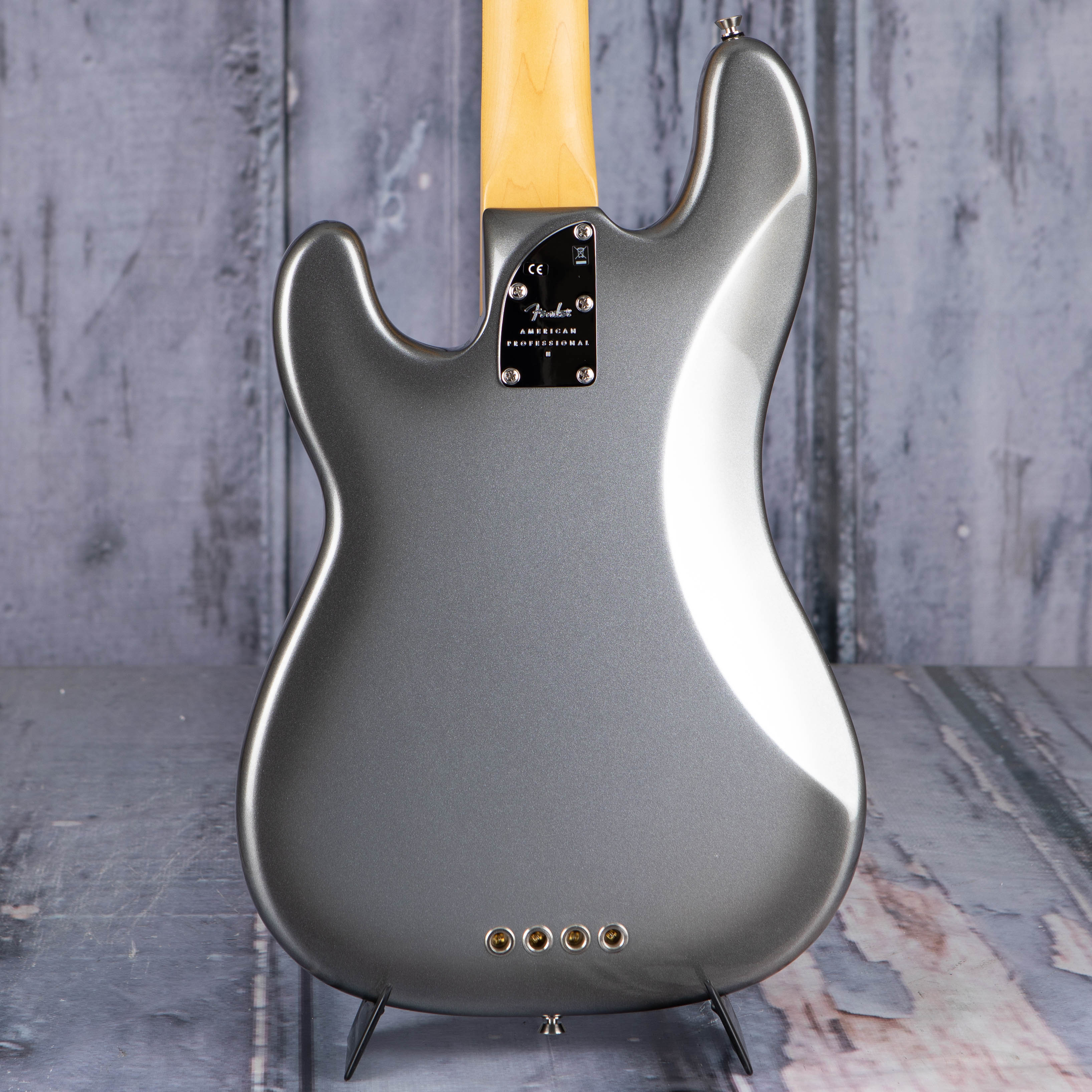 Fender American Professional II Precision Bass Guitar, Mercury, back closeup