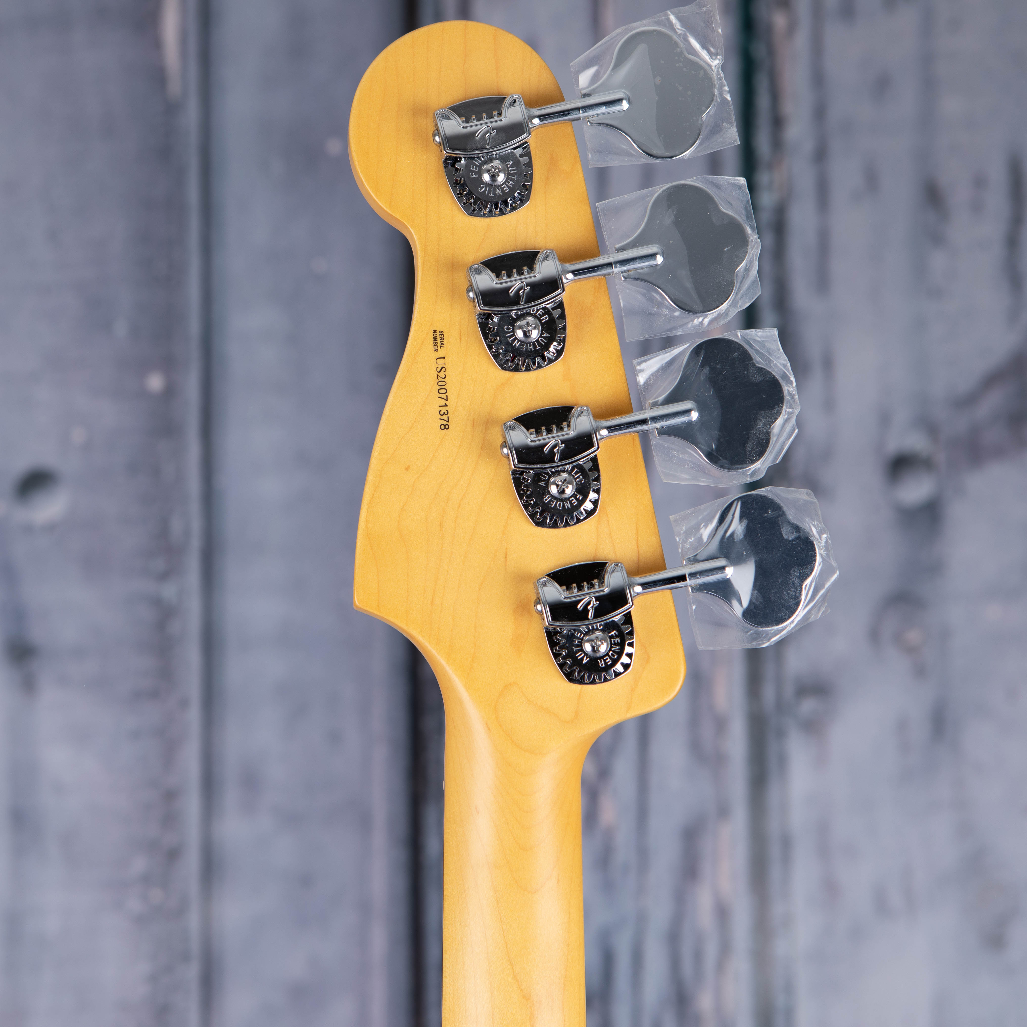 Fender American Professional II Precision Bass Guitar, Mercury, back headstock
