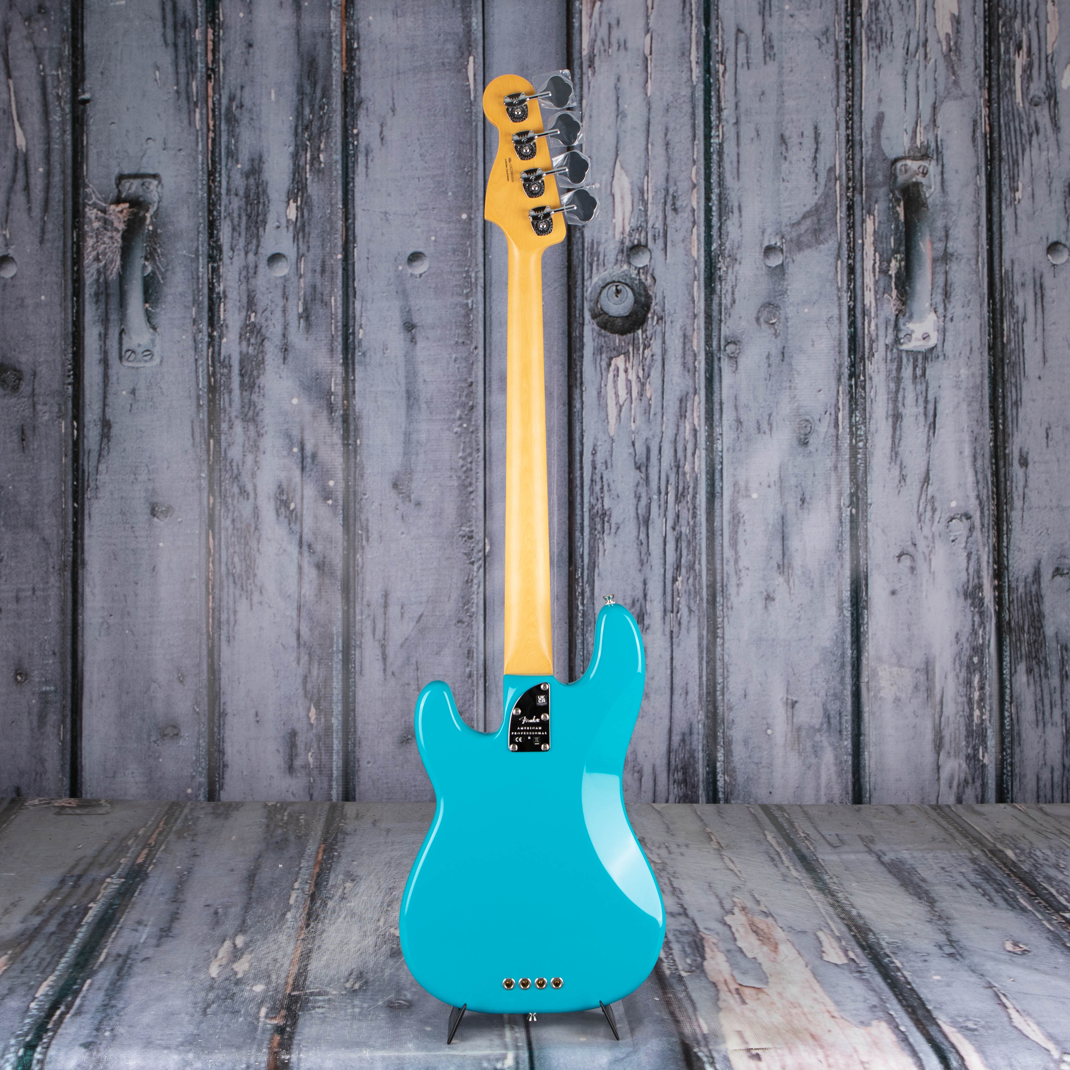 Fender American Professional II Precision Bass Guitar, Miami Blue, back