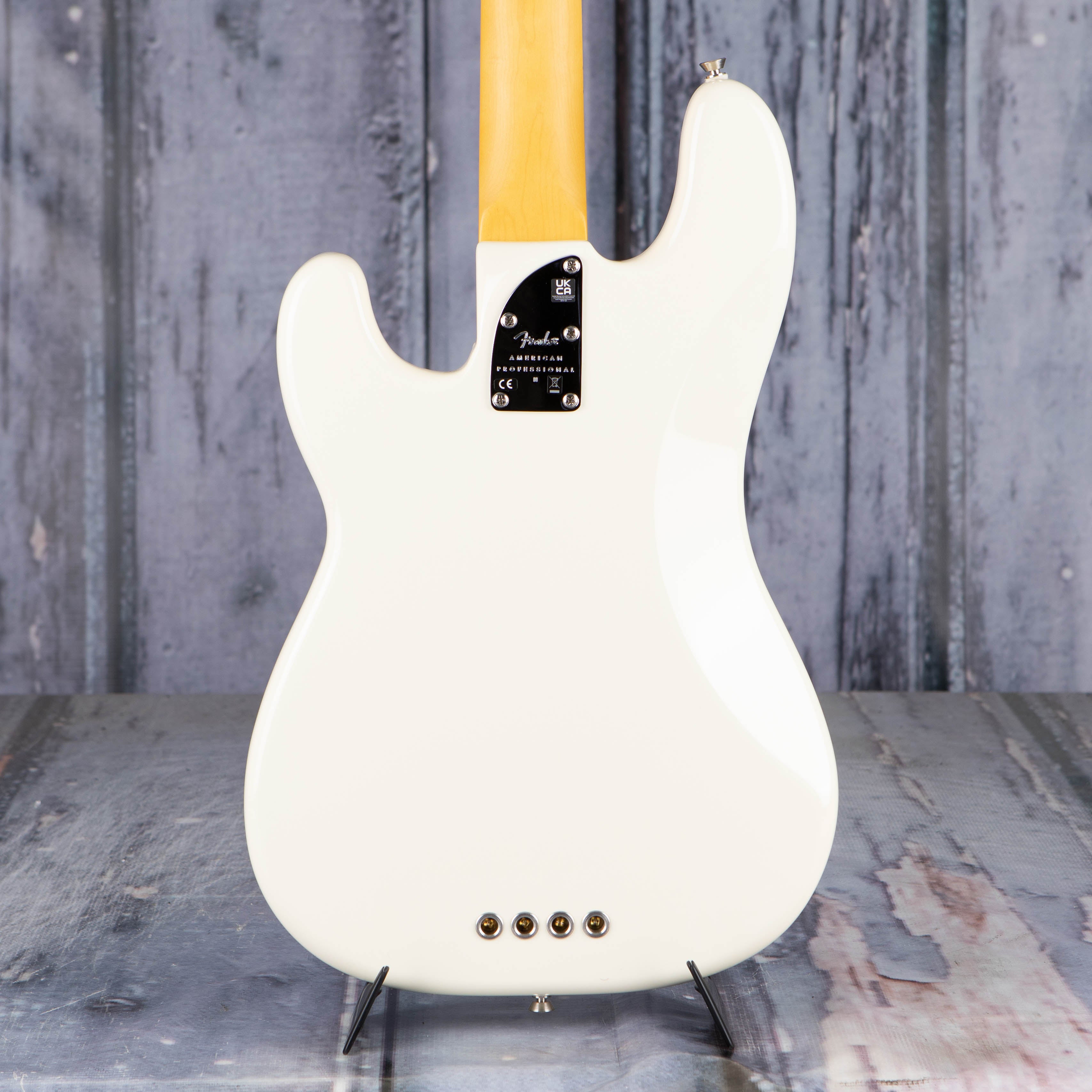 Fender American Professional II Precision Bass Guitar, Olympic White, back closeup