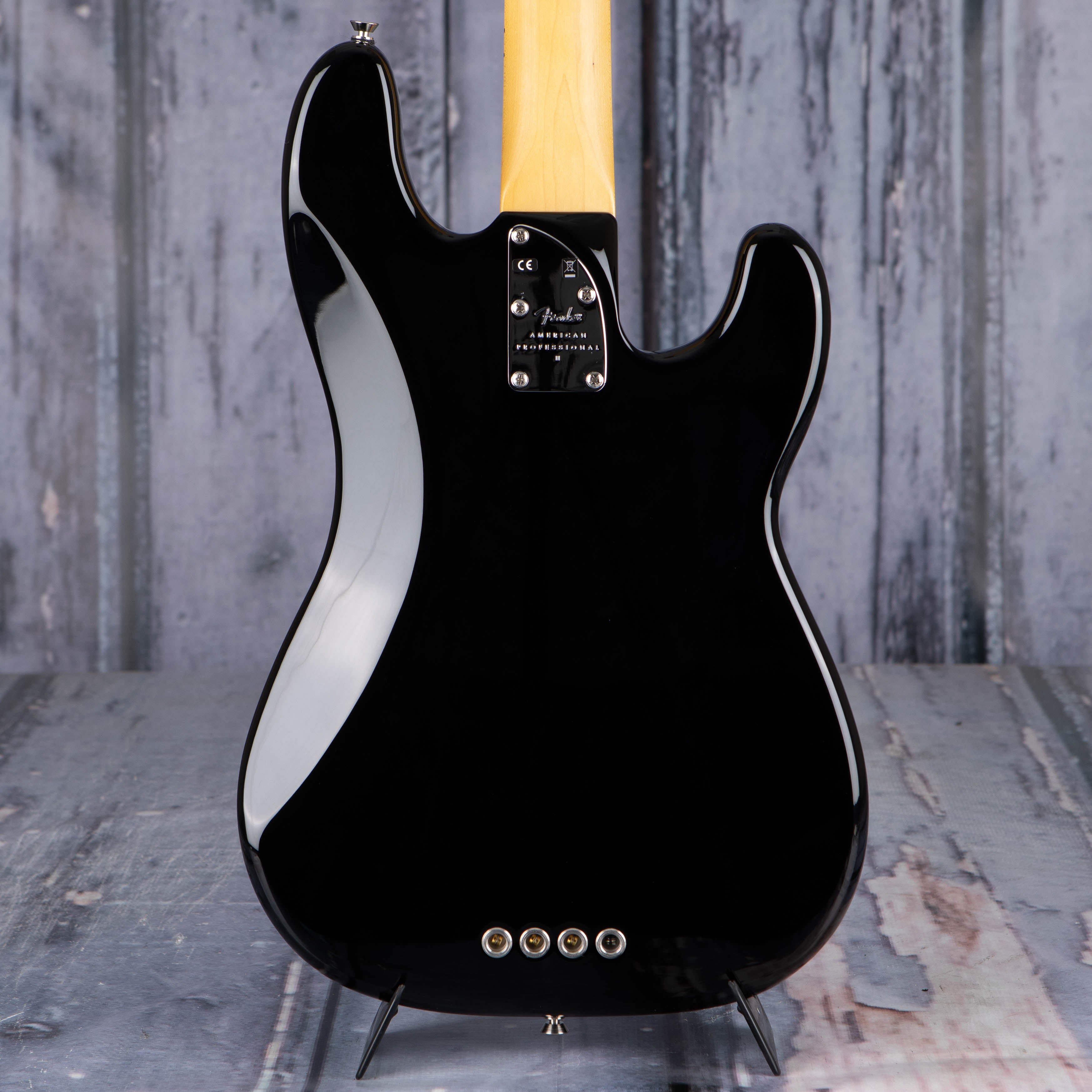 Fender American Professional II Precision Bass Left-Handed Guitar, Black, back closeup