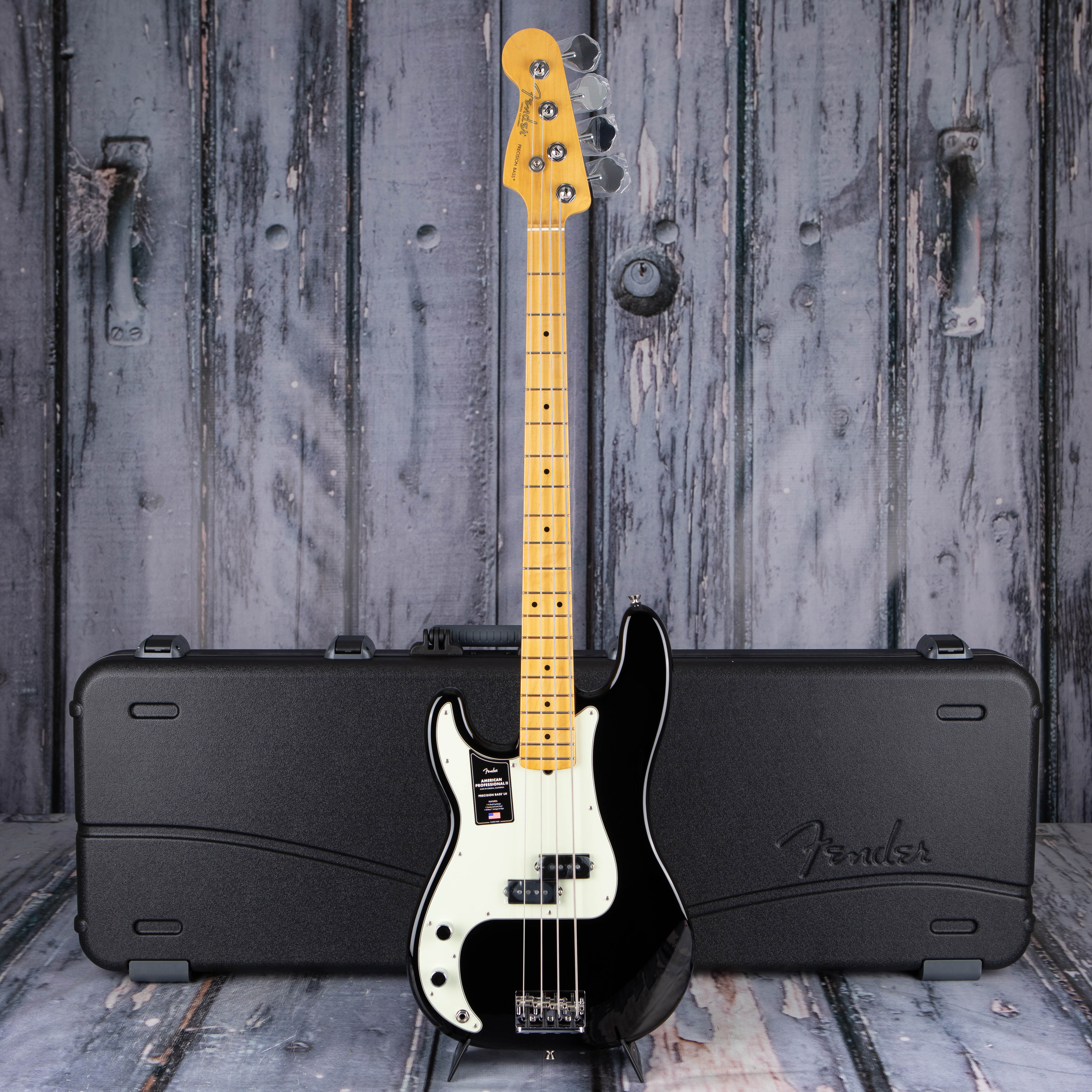 Fender American Professional II Precision Bass Left-Handed Guitar, Black, case