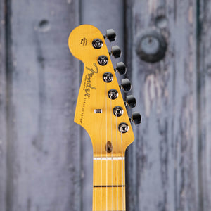 Fender American Professional II Stratocaster Left-Handed Electric Guitar, Mercury, front headstock
