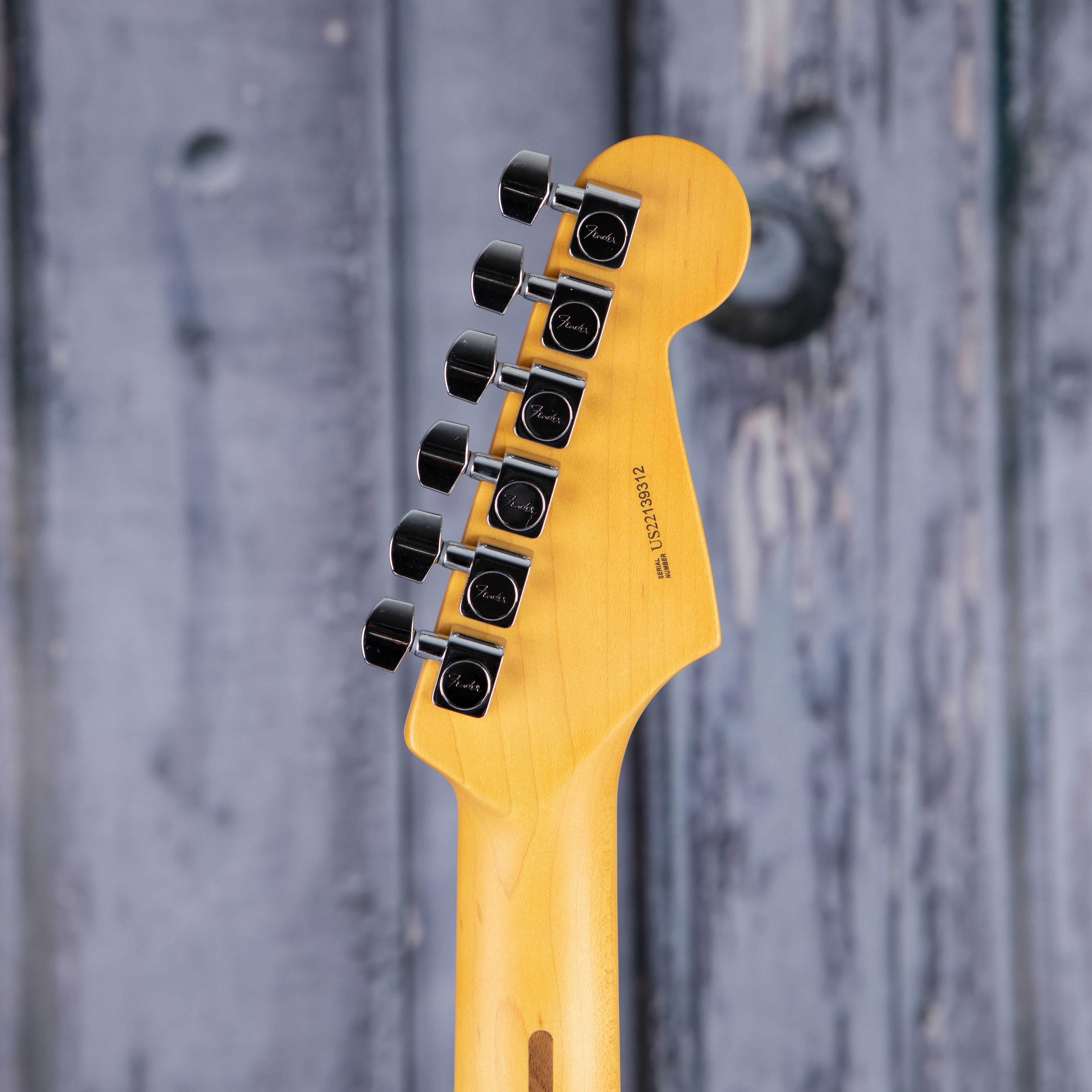Fender American Professional II Stratocaster Left-Handed Electric Guitar, Mercury, back headstock