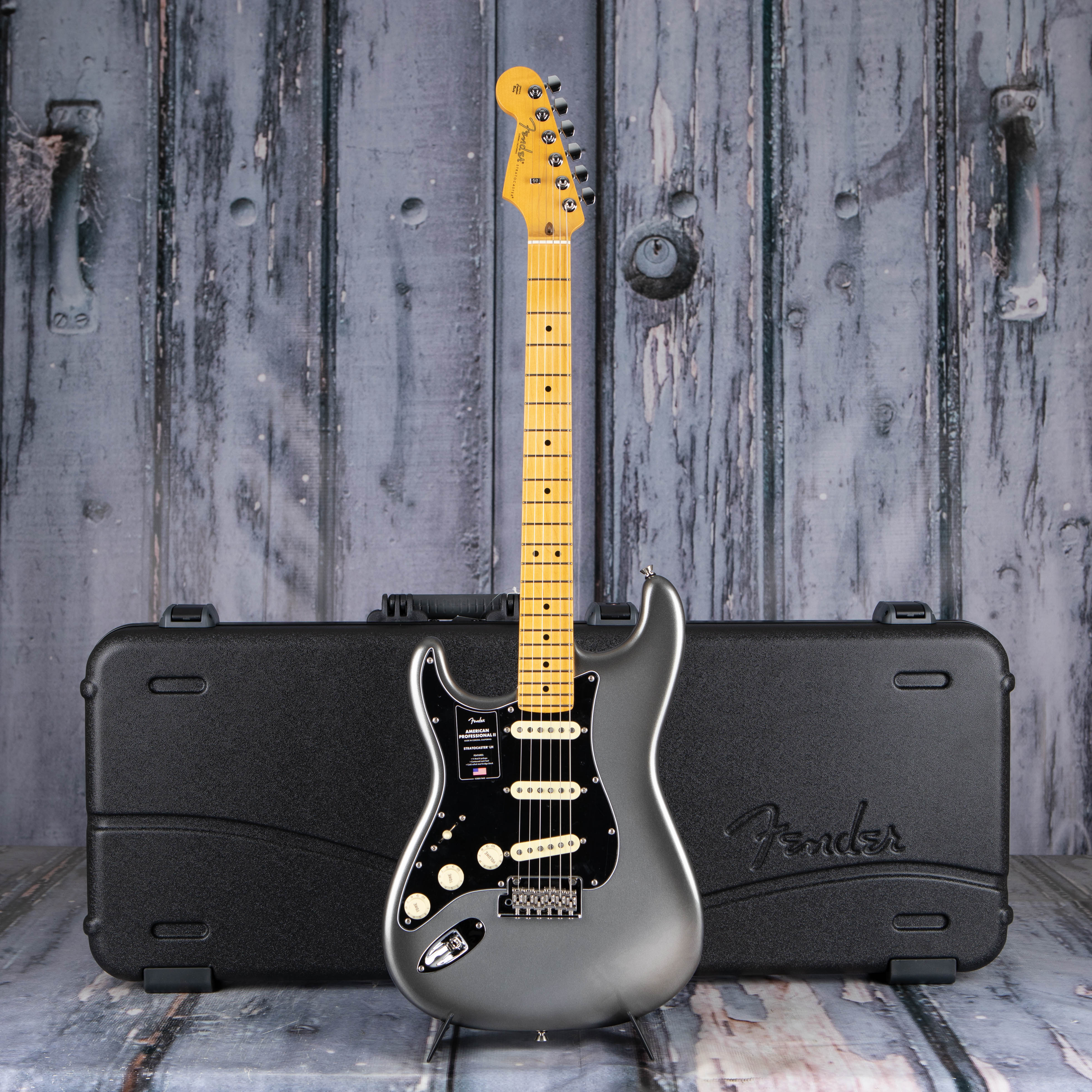 Fender American Professional II Stratocaster Left-Handed Electric Guitar, Mercury, case