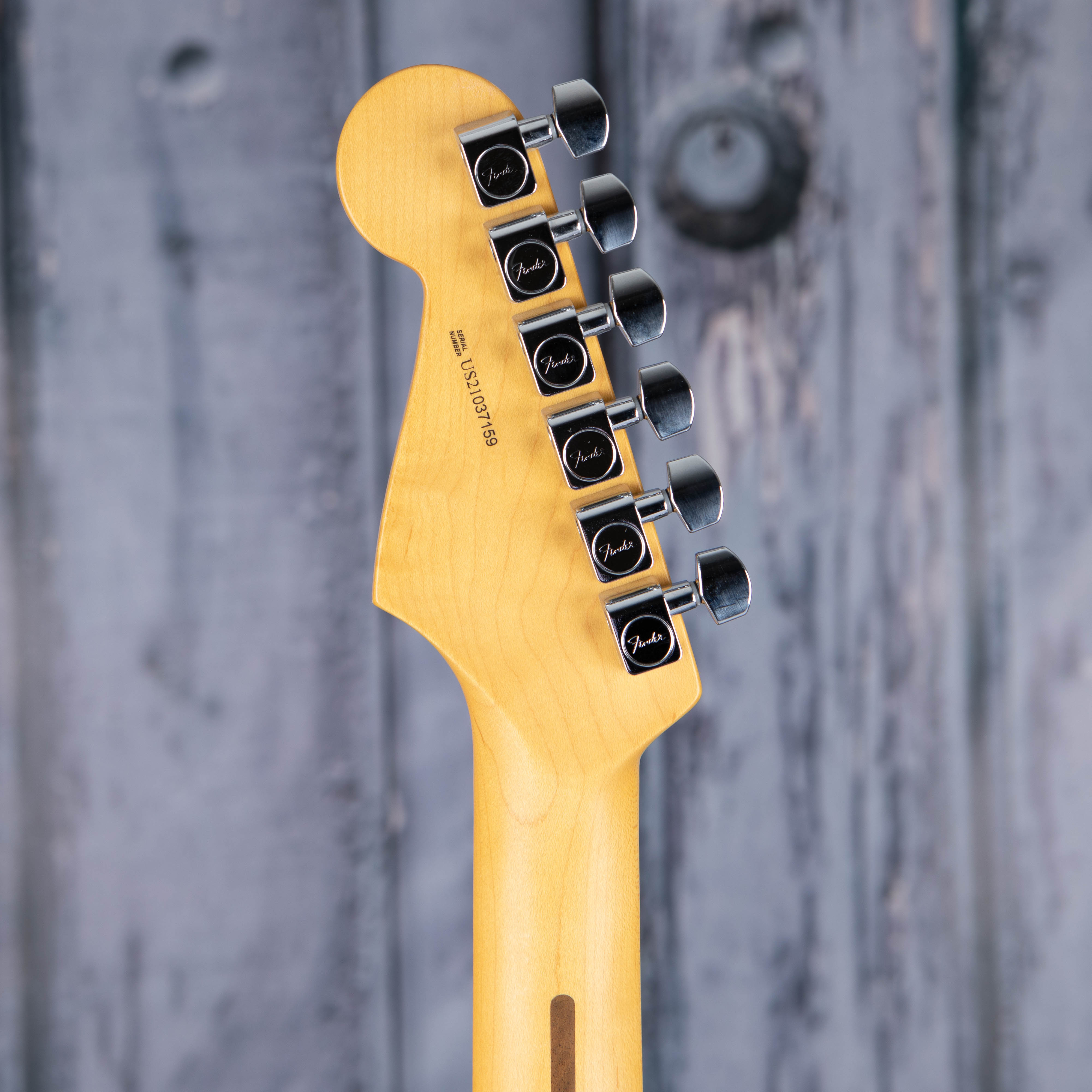Fender American Professional II Stratocaster Electric Guitar, 3-Color Sunburst, back headstock