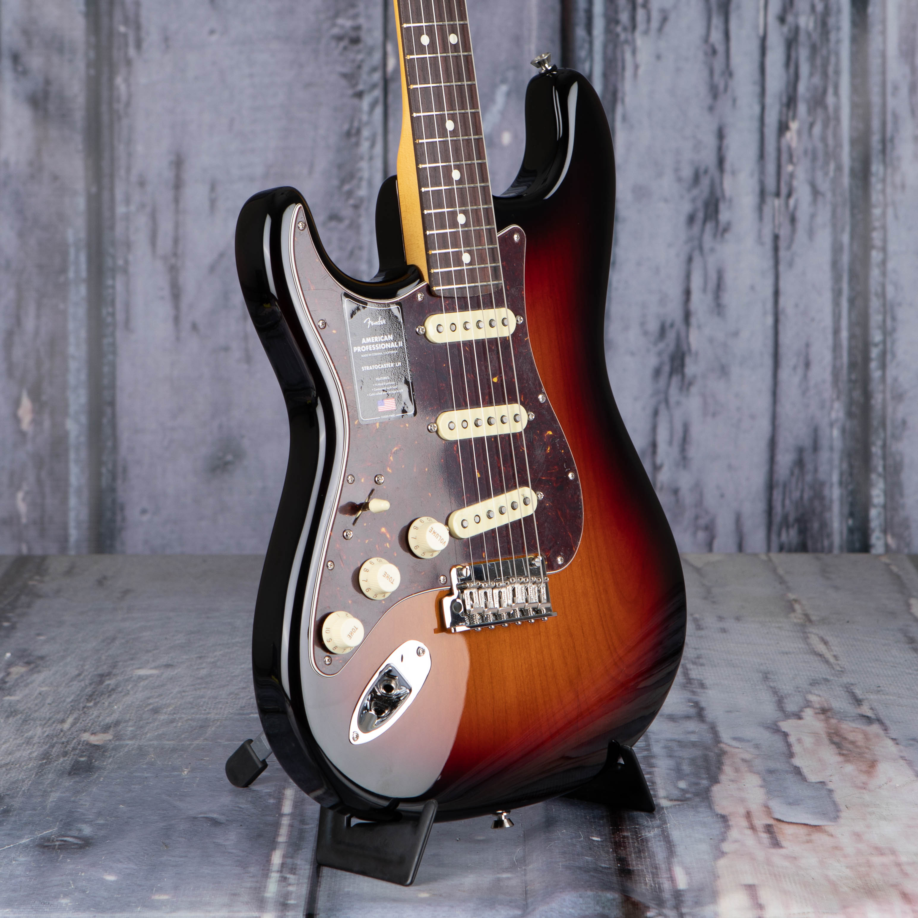 Fender American Professional II Stratocaster Left-Handed Electric Guitar, 3-Color Sunburst, angle