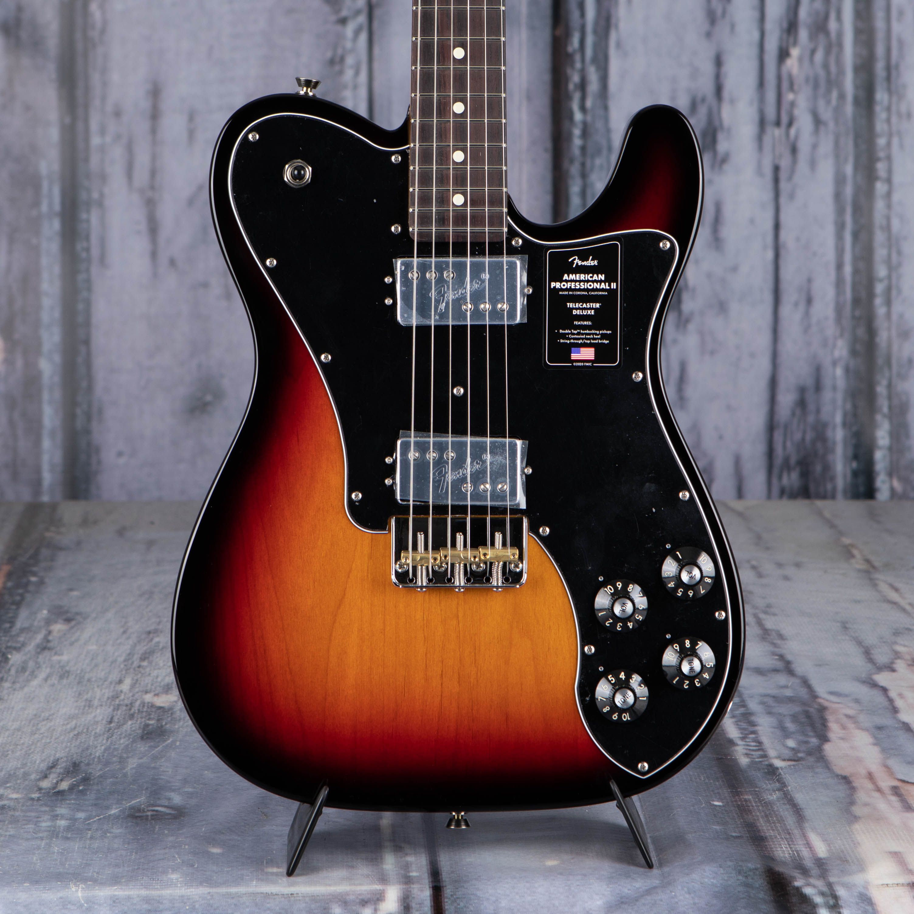 Fender American Professional II Telecaster Deluxe Electric Guitar, 3-Color Sunburst, front closeup