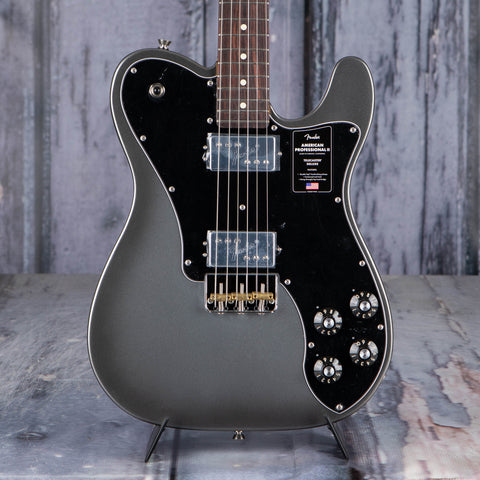 Fender American Professional II Telecaster Deluxe Electric Guitar, Mercury, front closeup