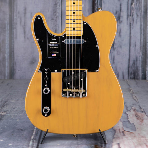 Fender American Professional II Telecaster Left-Handed Electric Guitar, Butterscotch Blonde, front closeup