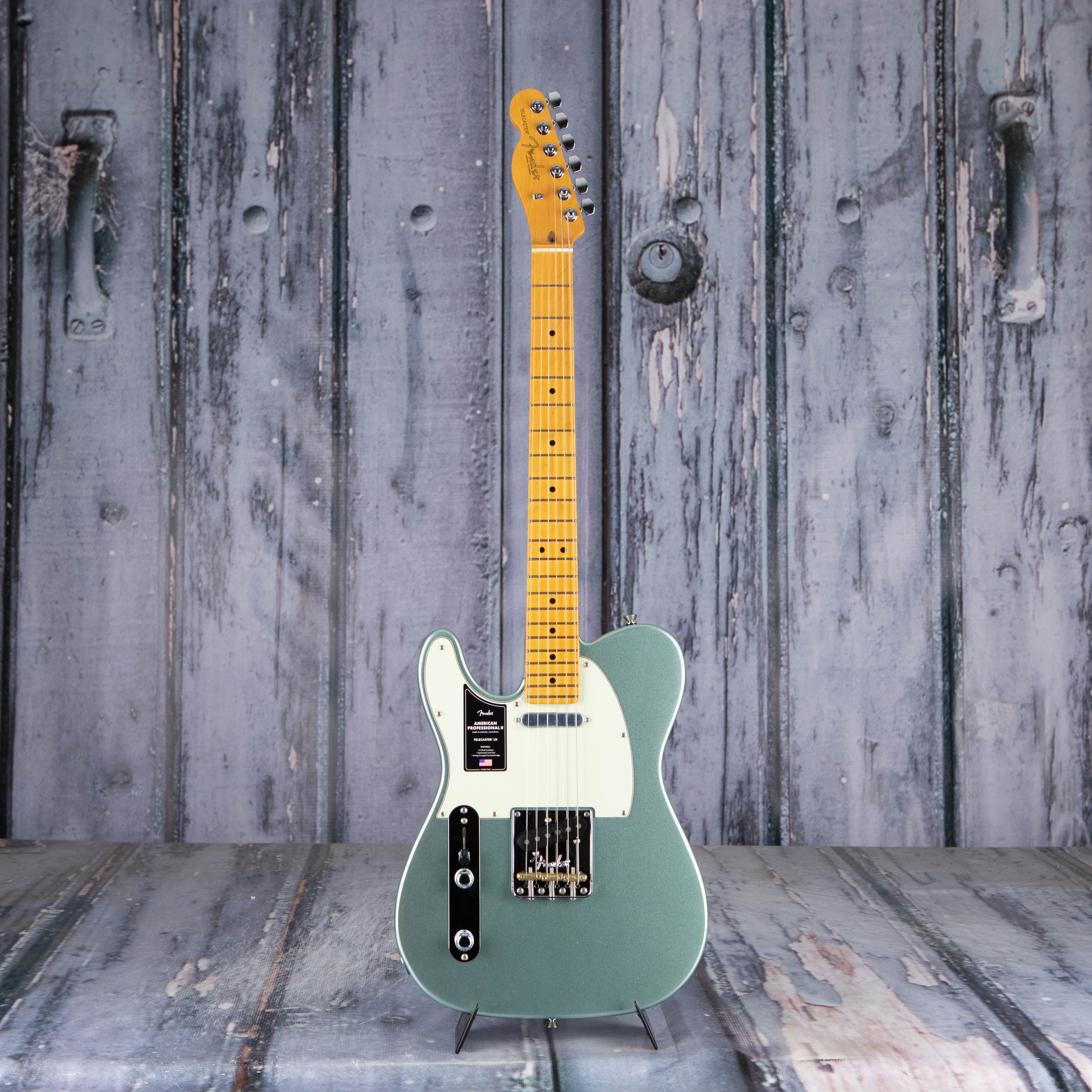 Fender American Professional II Telecaster Left-Handed Electric Guitar, Mystic Surf Green, front