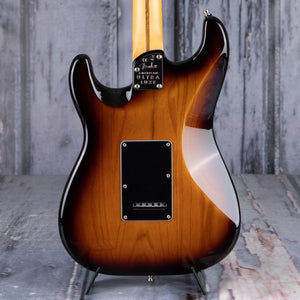 Fender American Ultra Luxe Stratocaster, Maple Fingerboard, 2-Color Sunburst, back closeup