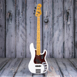 Fender American Ultra Precision Bass Guitar, Maple Fingerboard, Arctic Pearl, front