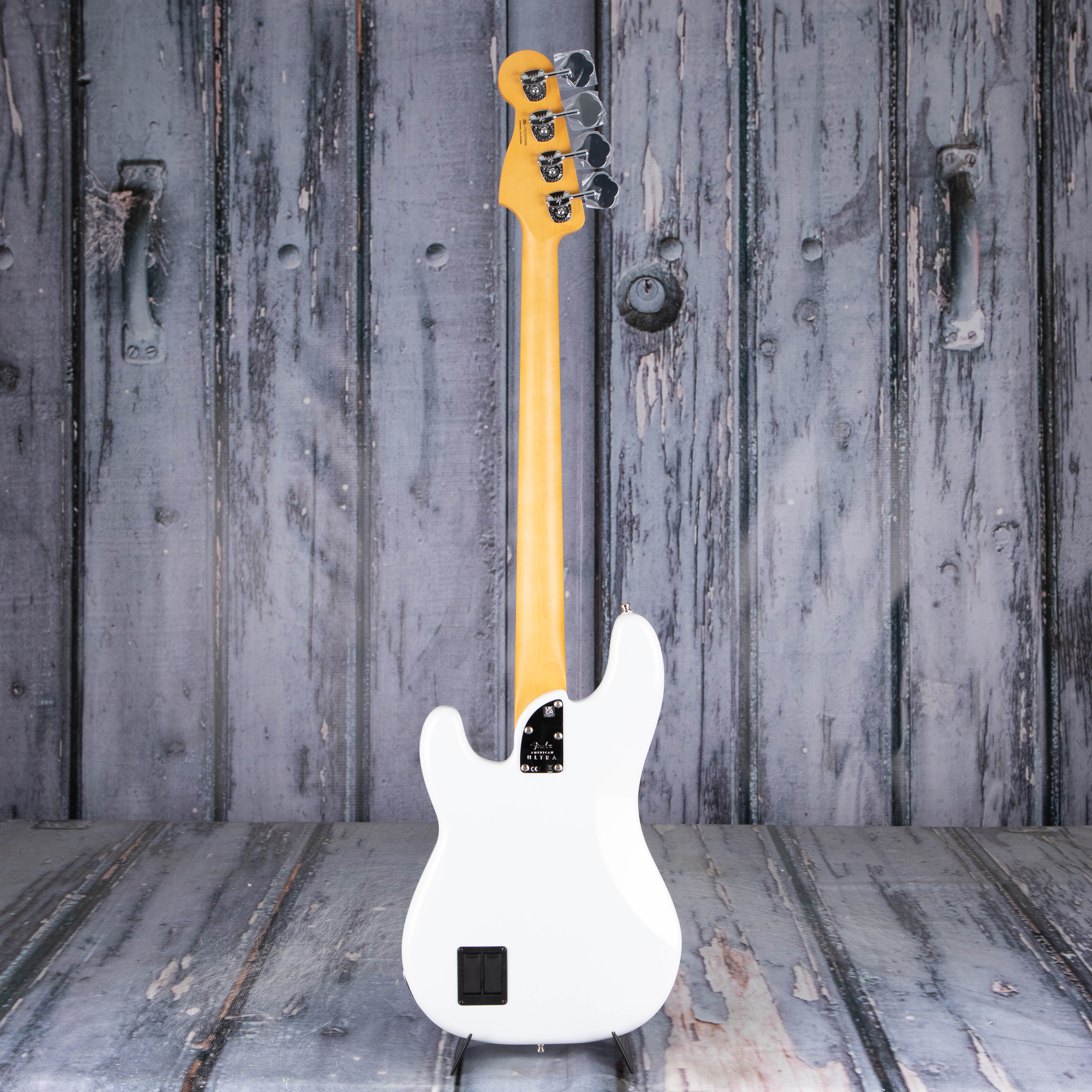 Fender American Ultra Precision Bass Guitar, Maple Fingerboard, Arctic Pearl, back