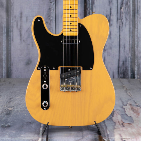 Fender American Vintage II 1951 Telecaster Left-Handed Electric Guitar, Butterscotch Blonde, front closeup