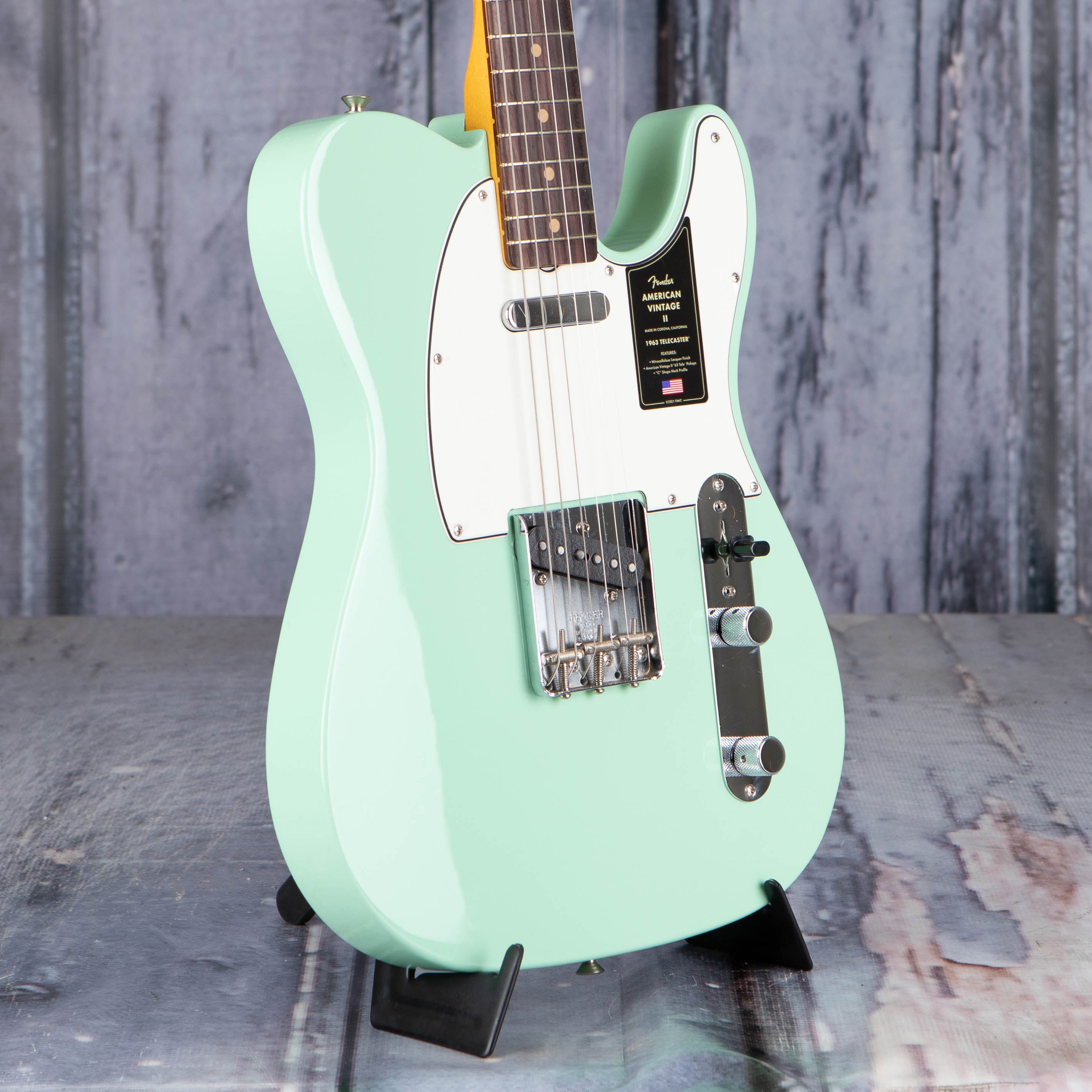 Fender American Vintage II 1963 Telecaster Electric Guitar, Surf Green, angle