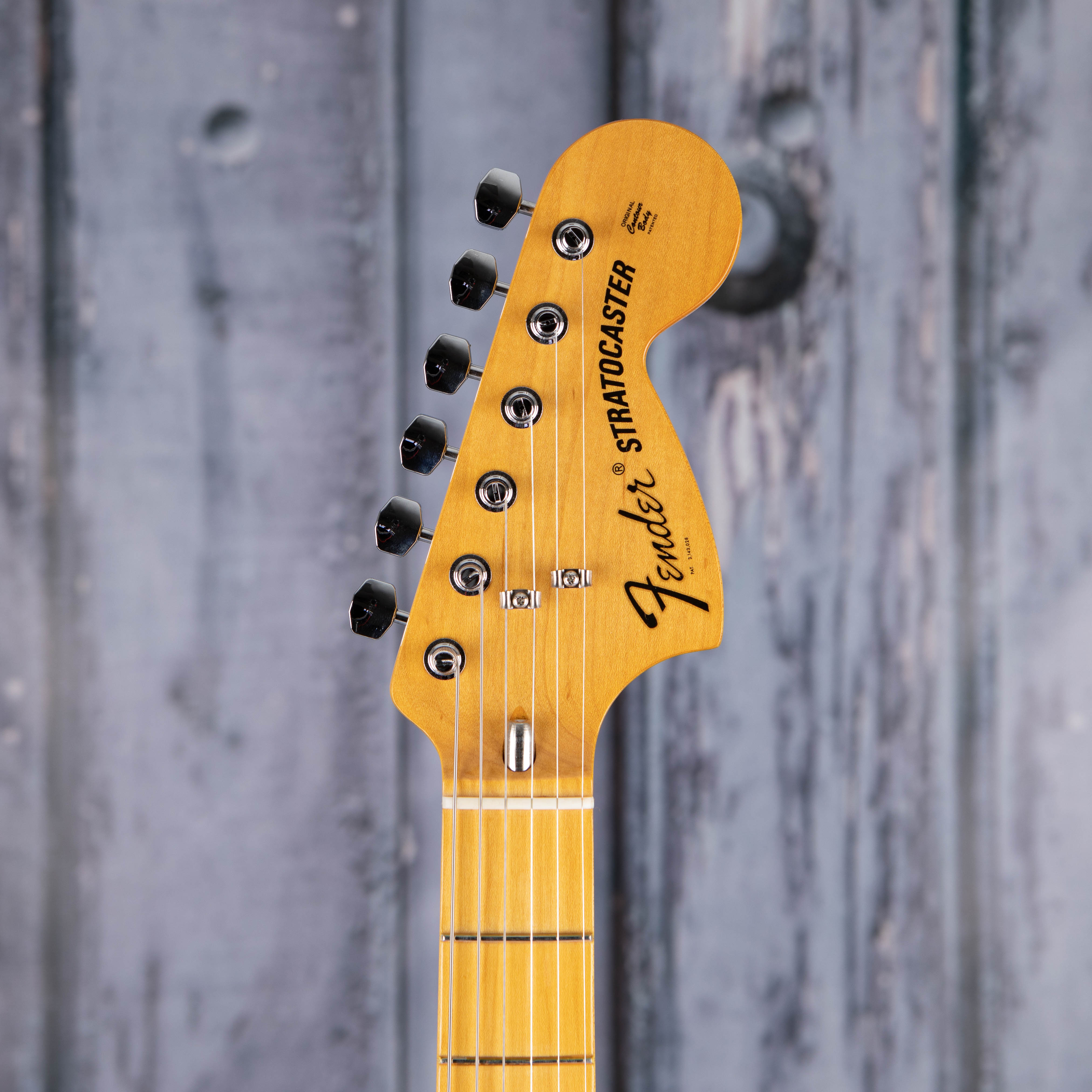 Fender American Vintage II 1973 Stratocaster Electric Guitar, Lake Placid Blue, front headstock