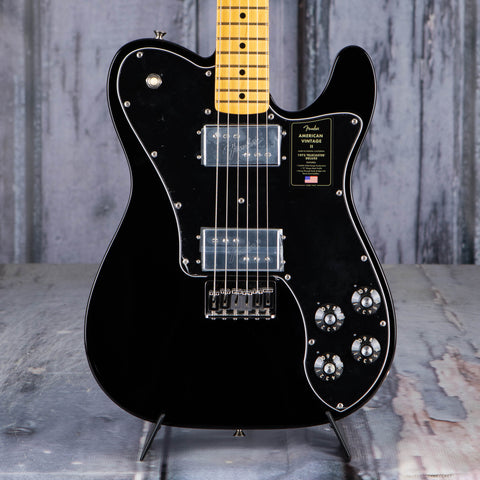 Fender American Vintage II 1975 Telecaster Deluxe Electric Guitar, Black, front closeup