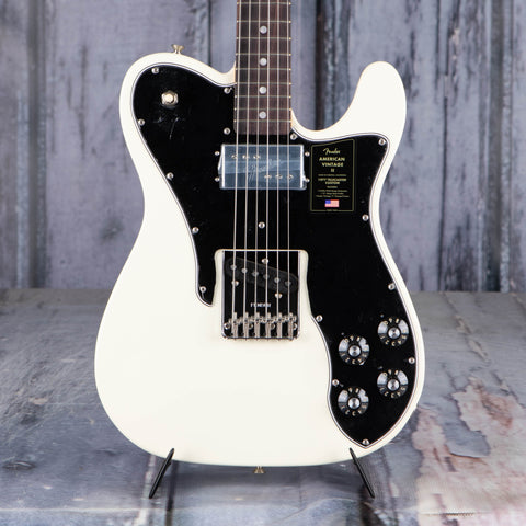 Fender American Vintage II 1977 Telecaster Custom Electric Guitar, Olympic White, front closeup
