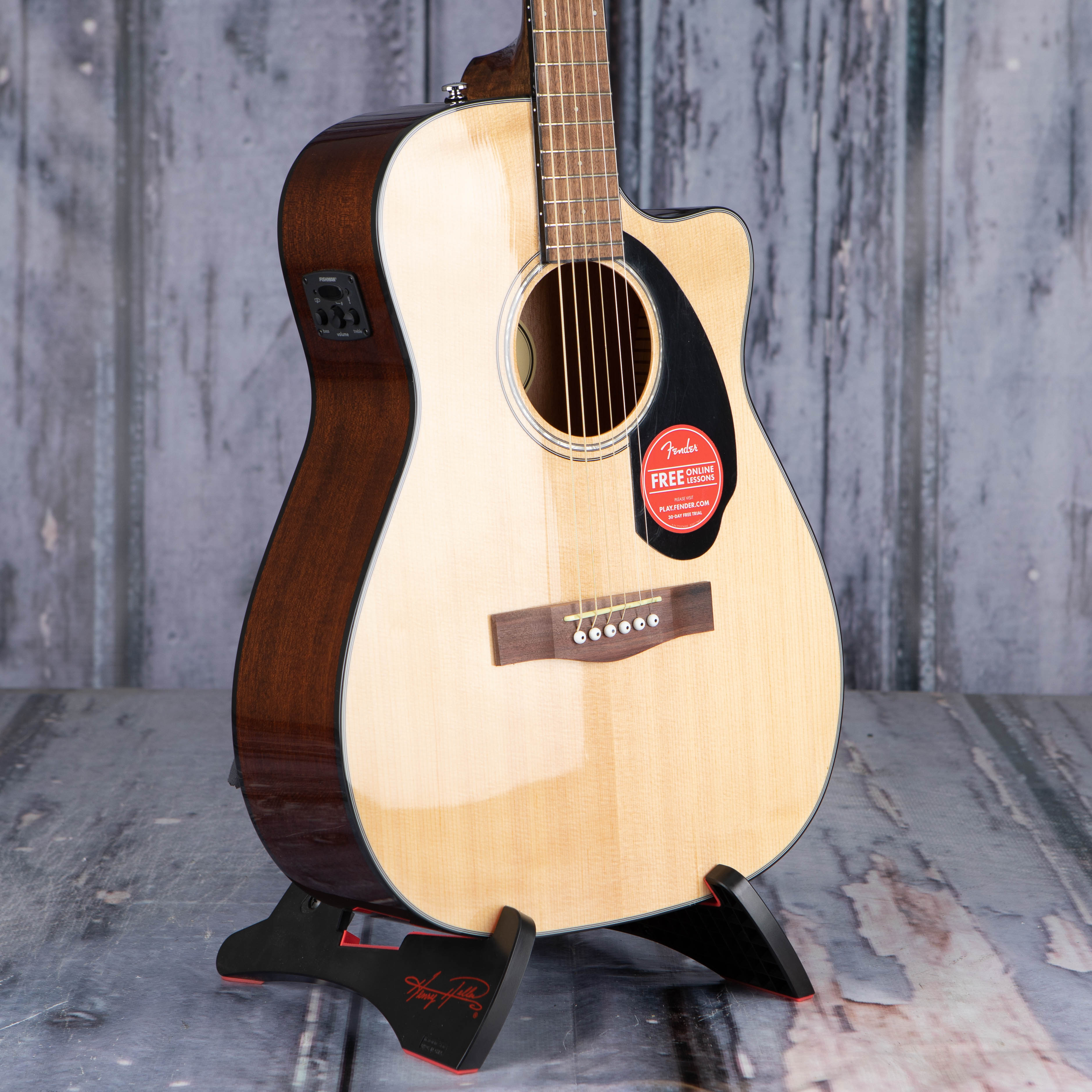 Fender CC-60SCE Concert Acoustic/Electric Guitar, Natural, angle