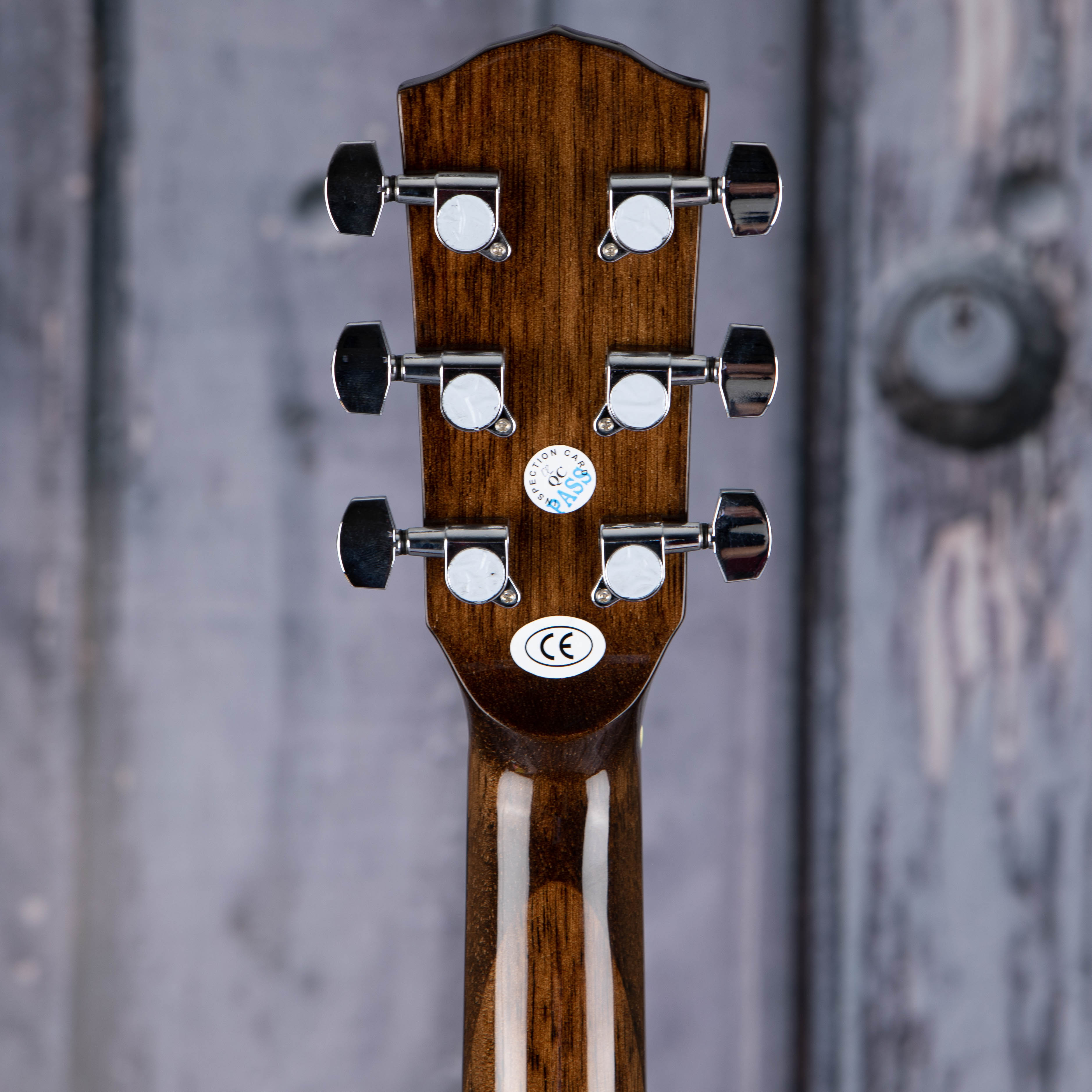 Fender CC-60SCE Concert Acoustic/Electric Guitar, Natural, back headstock
