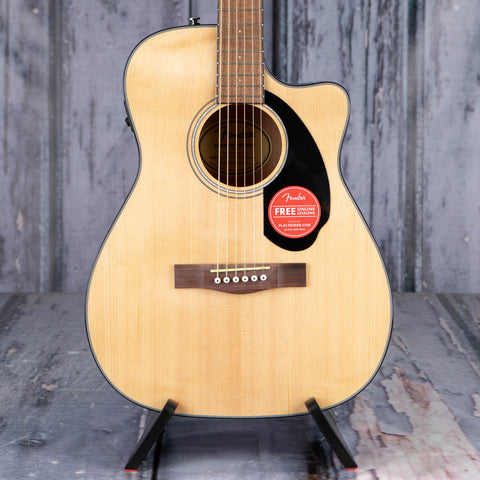 Fender CC-60SCE Concert Acoustic/Electric Guitar, Natural, front closeup