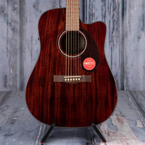 Fender CD-140SCE All-Mahogany Dreadnought Acoustic/Electric Guitar, Natural, front closeup