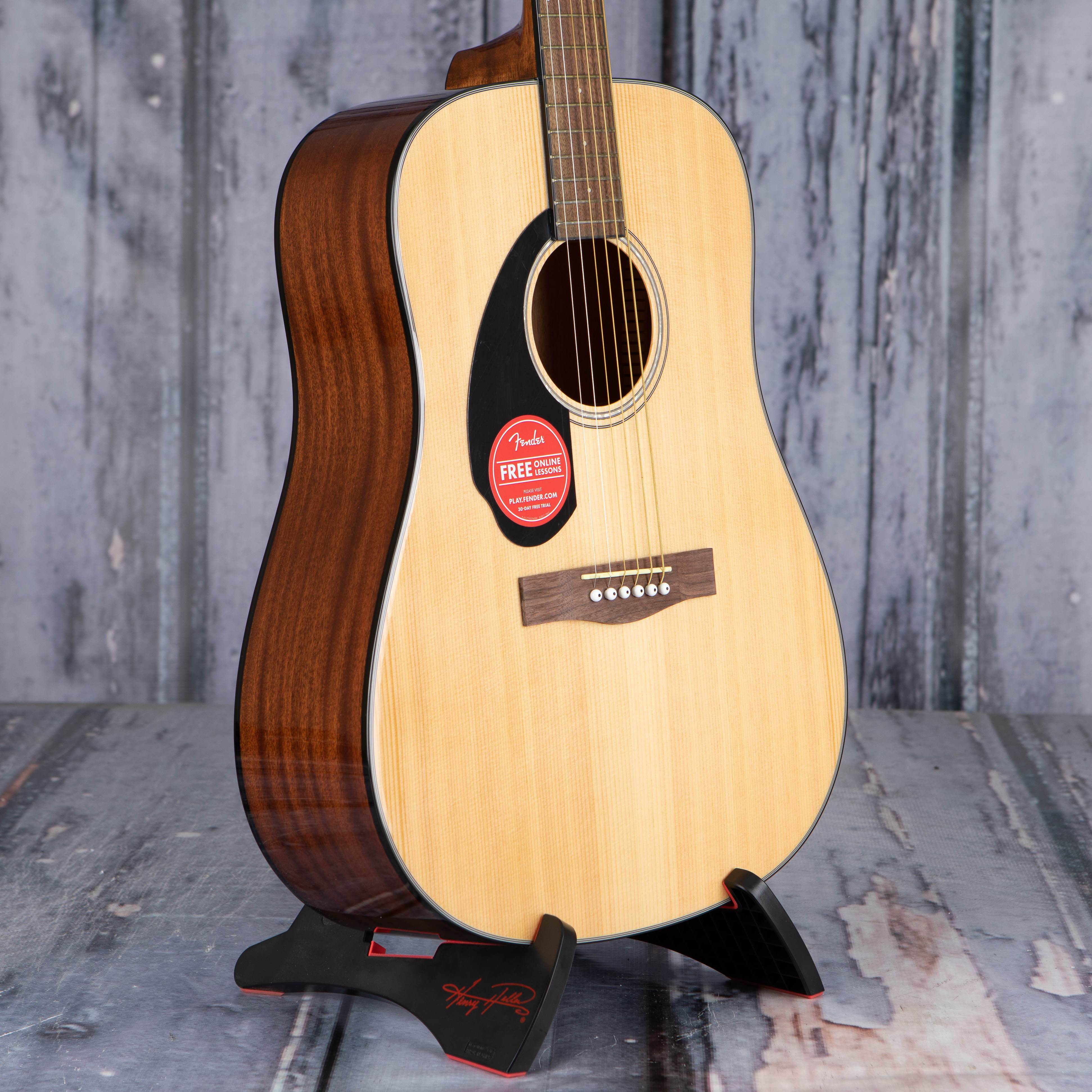 Fender CD-60S Dreadnought Left-Handed Acoustic Guitar, Natural, angle