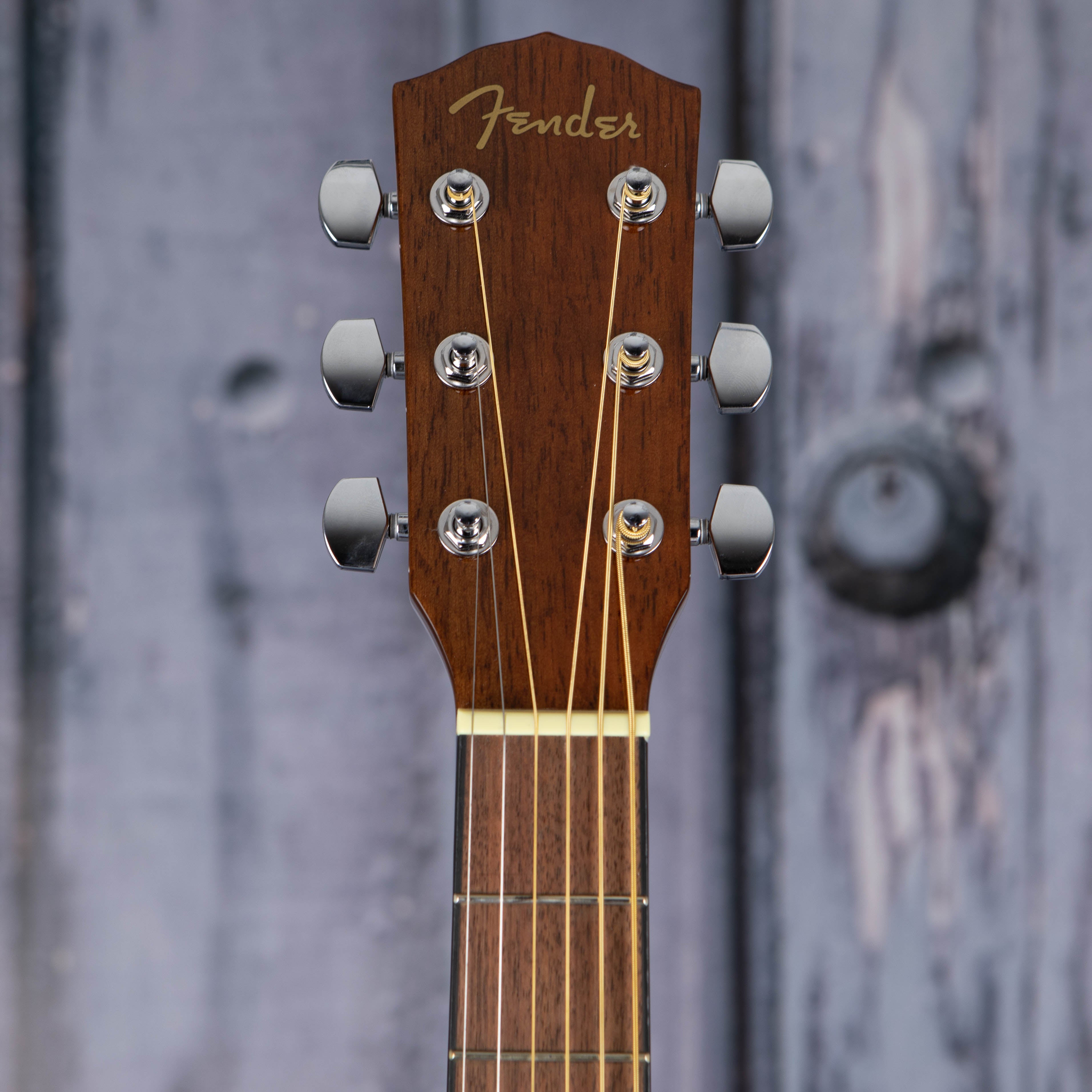 Fender CD-60S Dreadnought Left-Handed Acoustic Guitar, Natural, front headstock