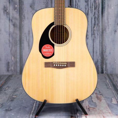 Fender CD-60S Dreadnought Left-Handed Acoustic Guitar, Natural, front closeup