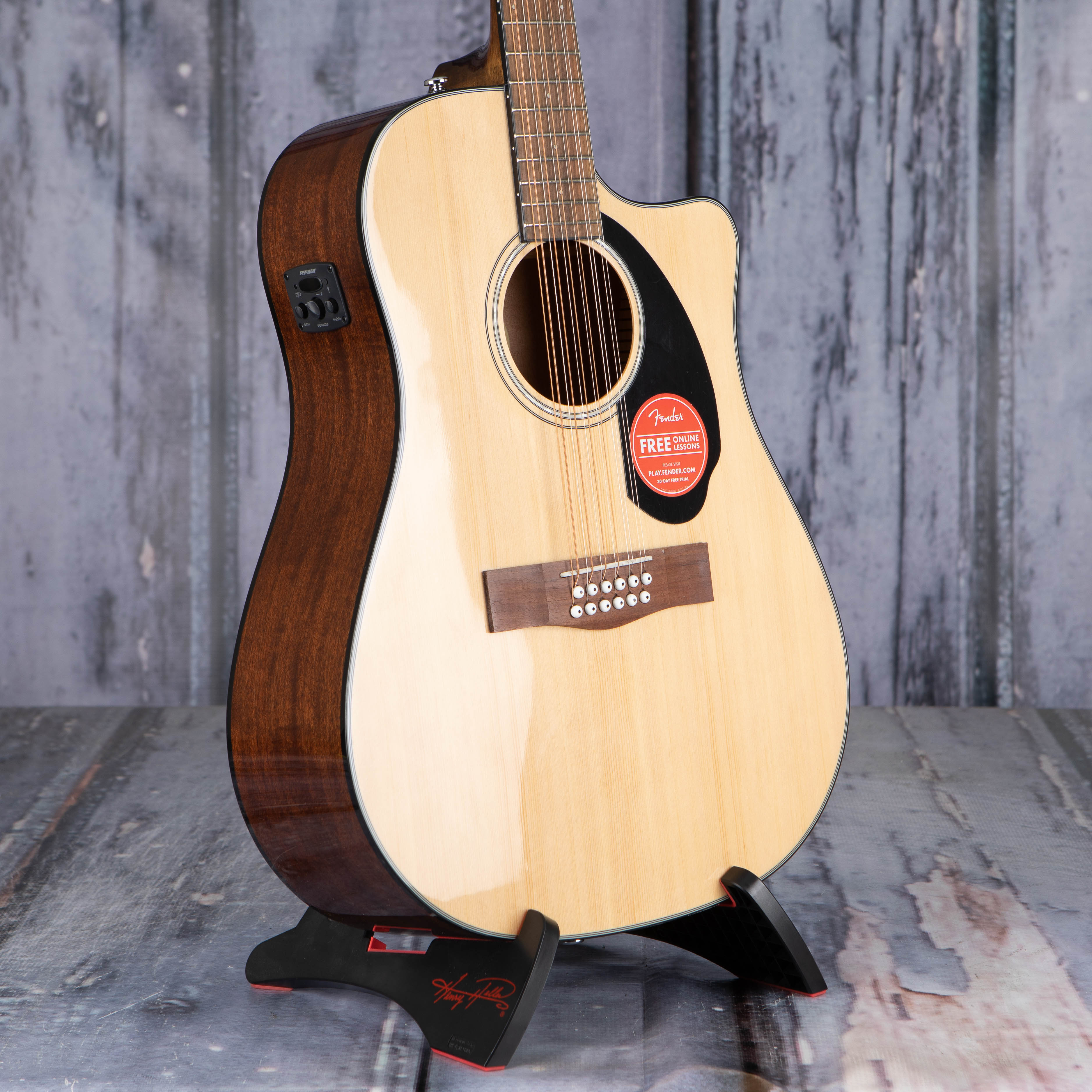 Fender CD-60SCE Dreadnought 12-String Acoustic/Electric Guitar, Natural, angle