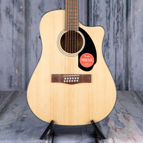 Fender CD-60SCE Dreadnought 12-String Acoustic/Electric Guitar, Natural, front closeup
