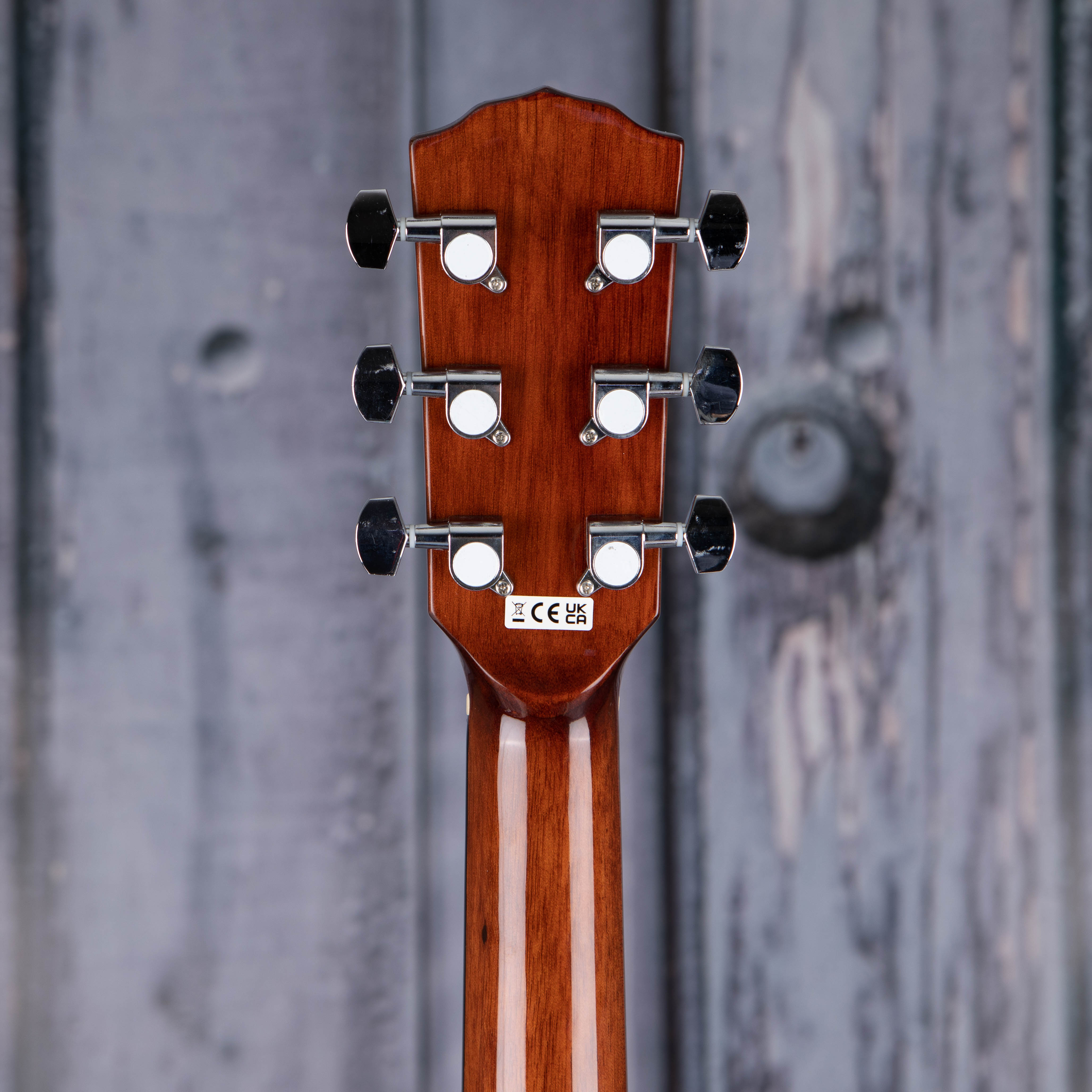 Fender CD-60SCE Dreadnought Acoustic/Electric Guitar, All-Mahogany, back headstock