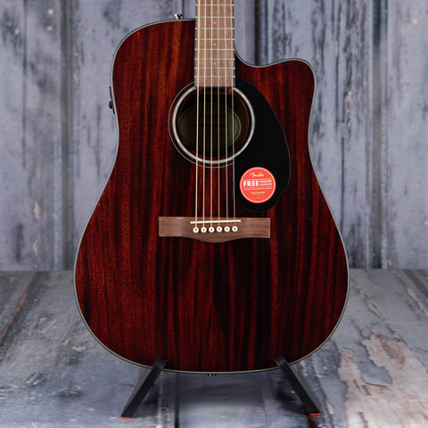 Fender CD-60SCE Dreadnought Acoustic/Electric Guitar, All-Mahogany, front closeup