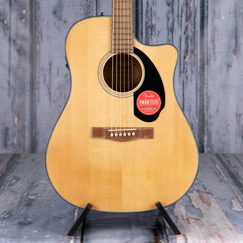 Fender CD-60SCE Dreadnought Acoustic/Electric Guitar, Natural, front closeup