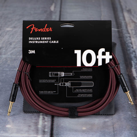 Fender Deluxe Series 10' Tweed Instrument Cable, Oxblood Red