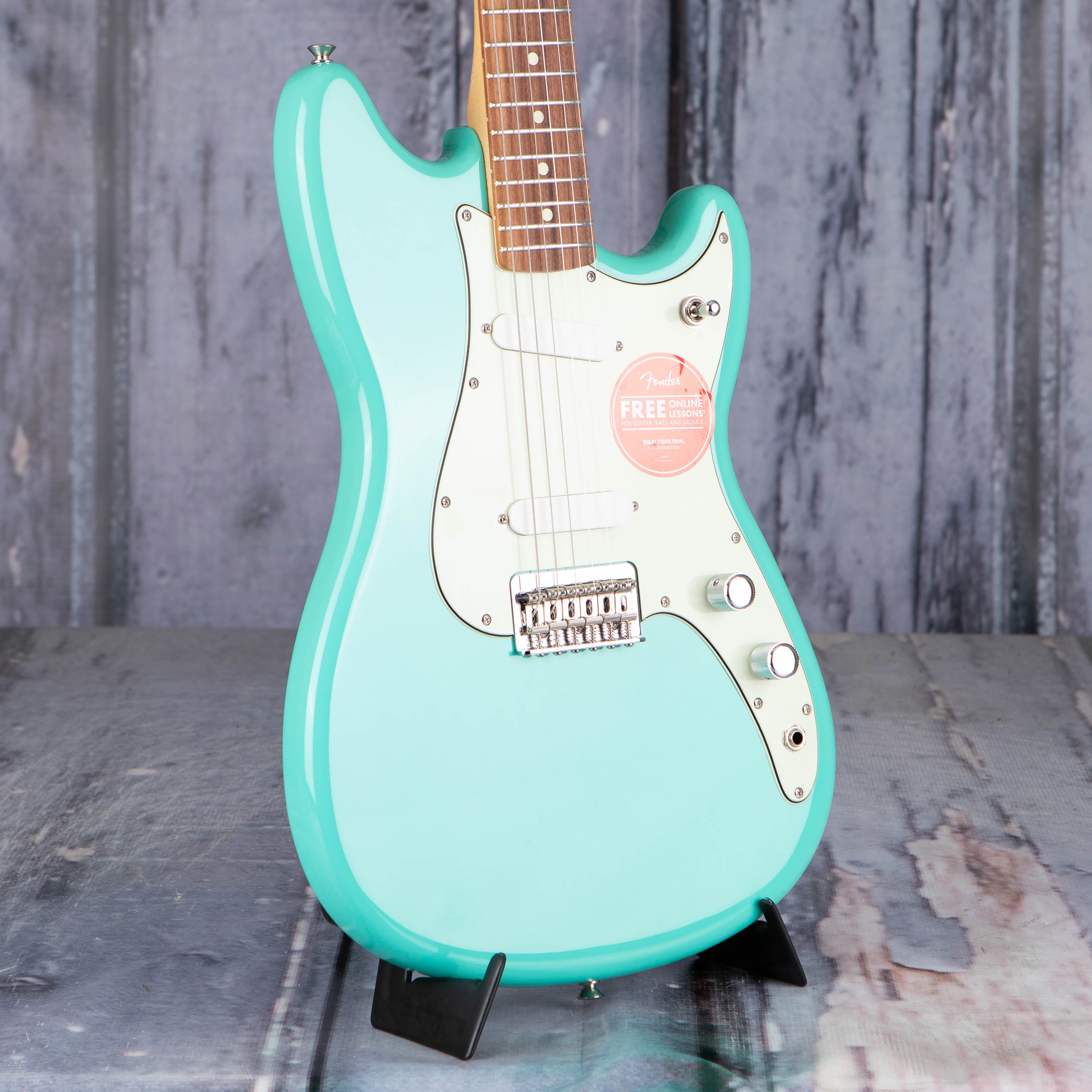 Fender Duo Sonic Electric Guitar, Sea Foam Green, angle