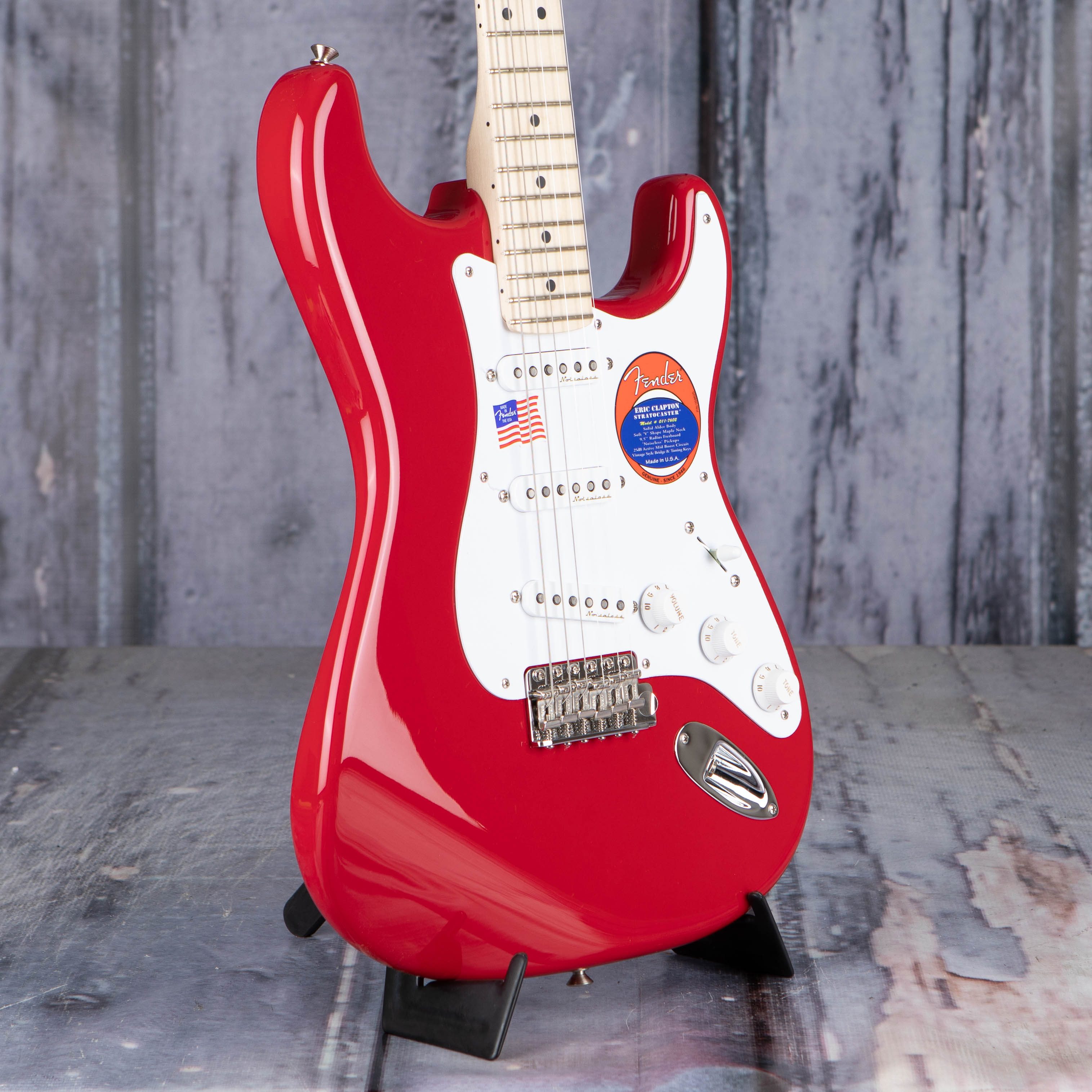 Fender Eric Clapton Stratocaster Electric Guitar, Torino Red, angle