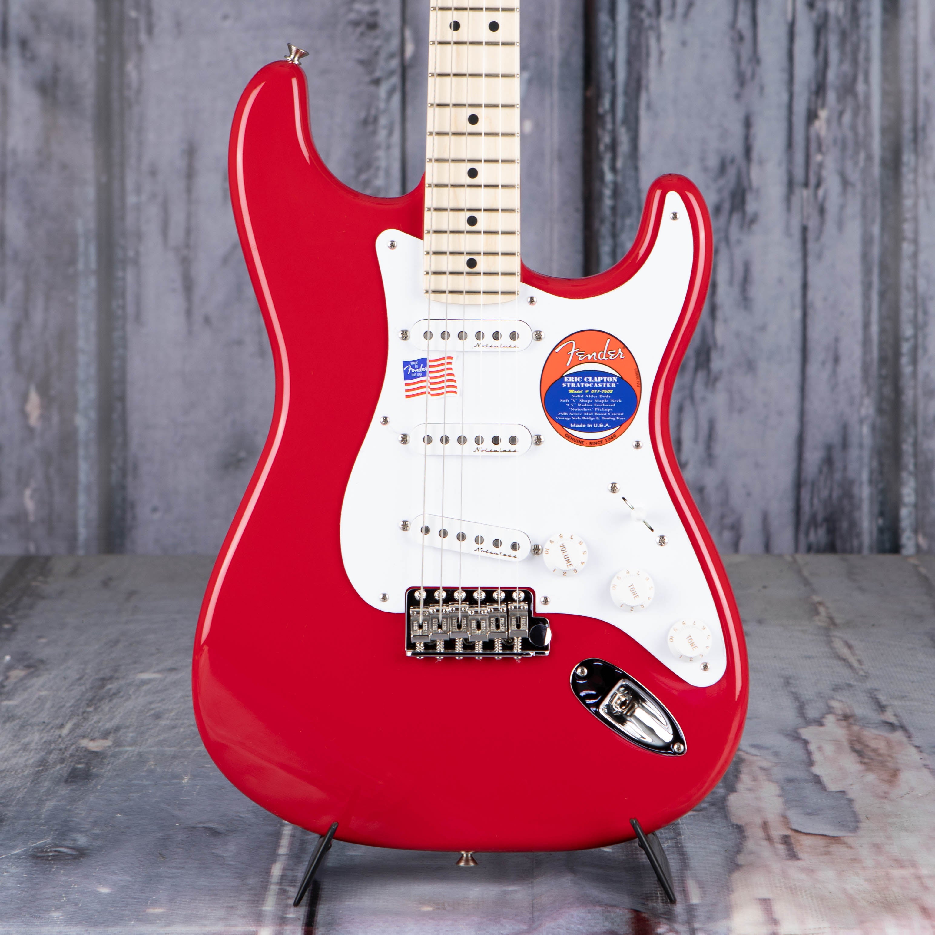 Fender Eric Clapton Stratocaster Electric Guitar, Torino Red, front closeup