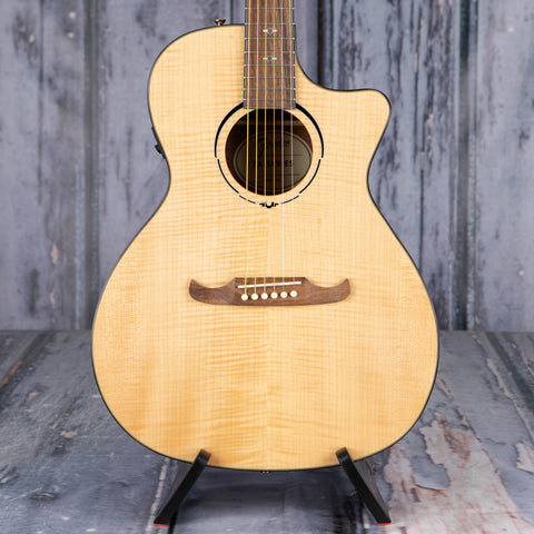 Fender FA-345CE Auditorium Acoustic/Electric Guitar, Natural, front closeup