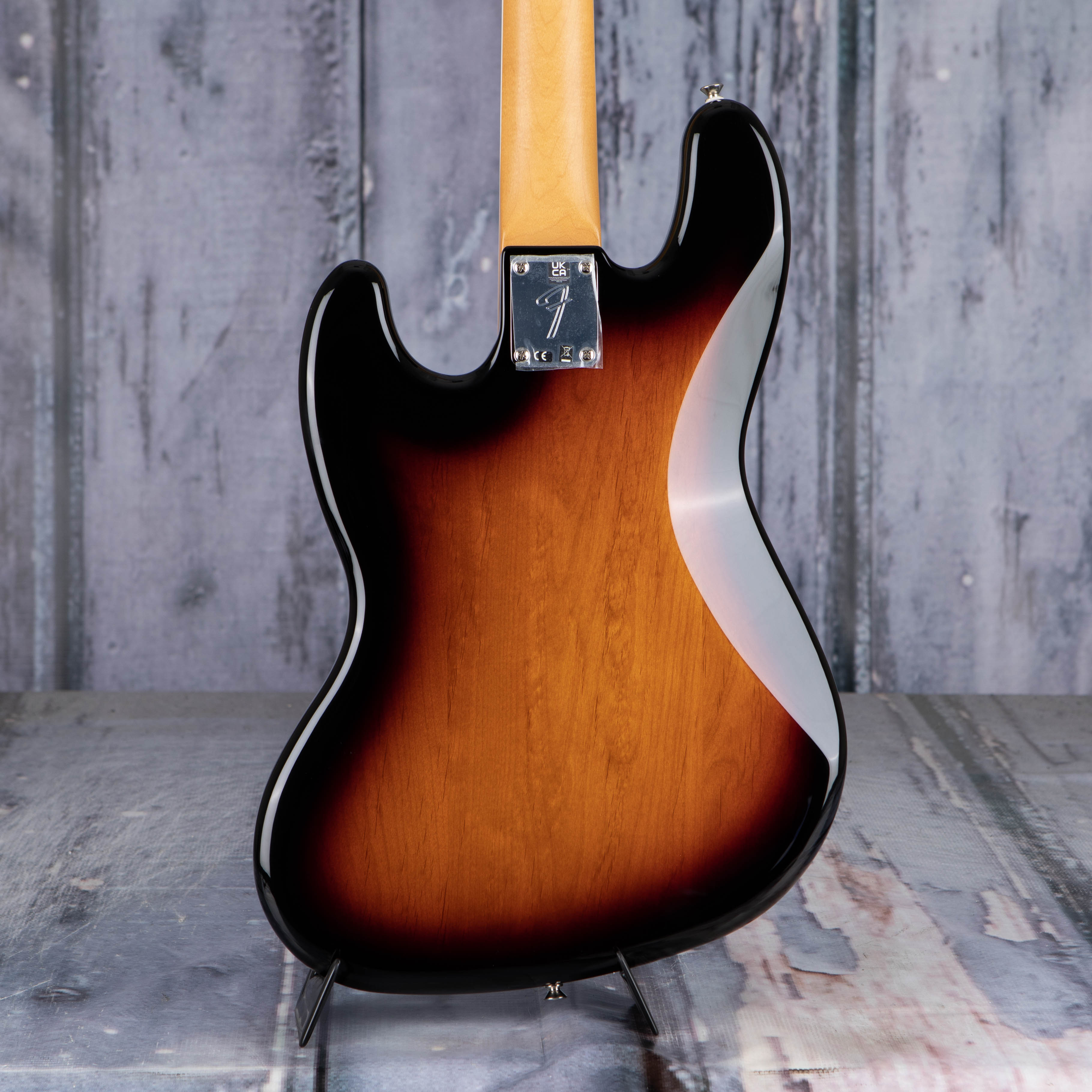 Fender Gold Foil Jazz Bass Guitar, 2-Color Sunburst, back closeup