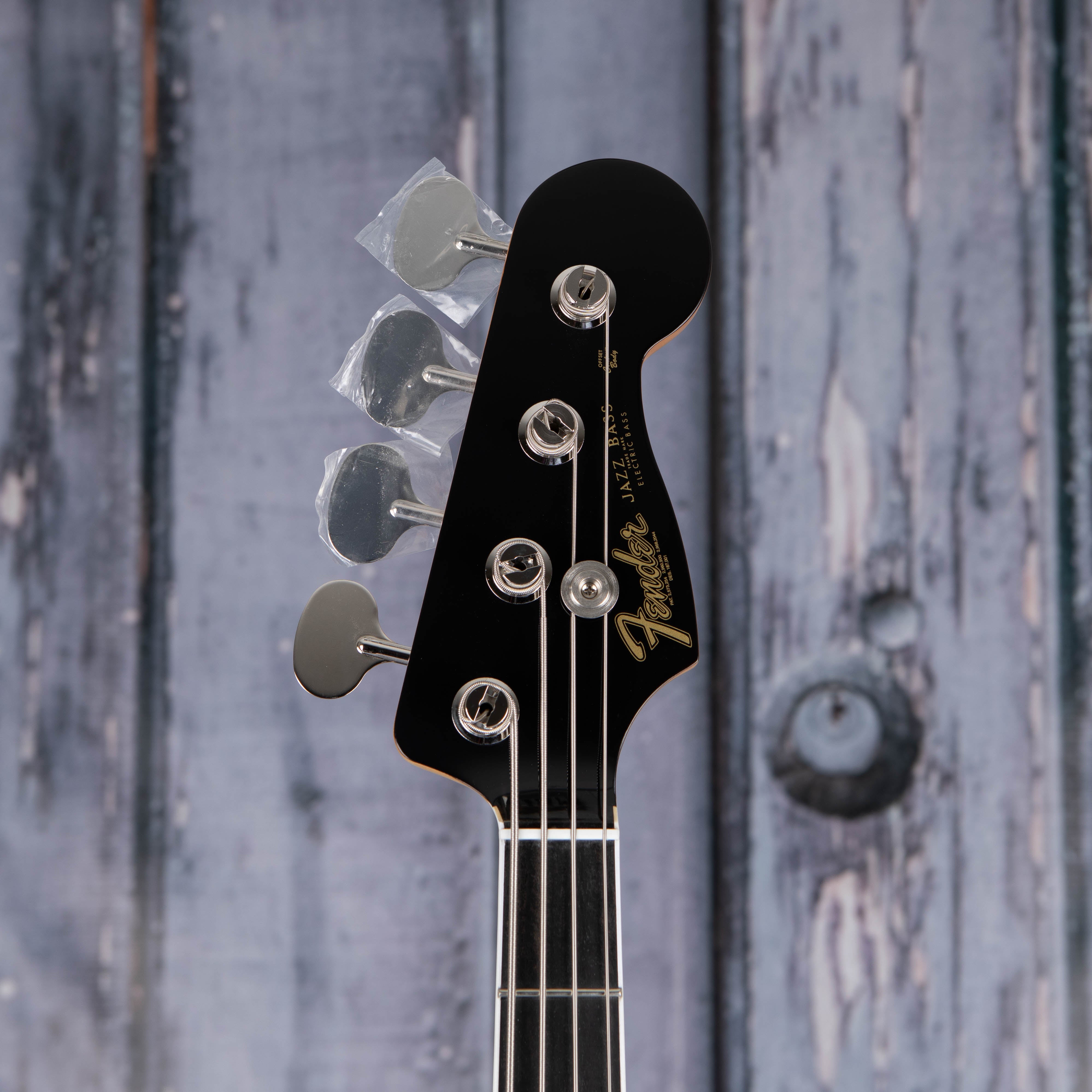 Fender Gold Foil Jazz Bass Guitar, 2-Color Sunburst, front headstock