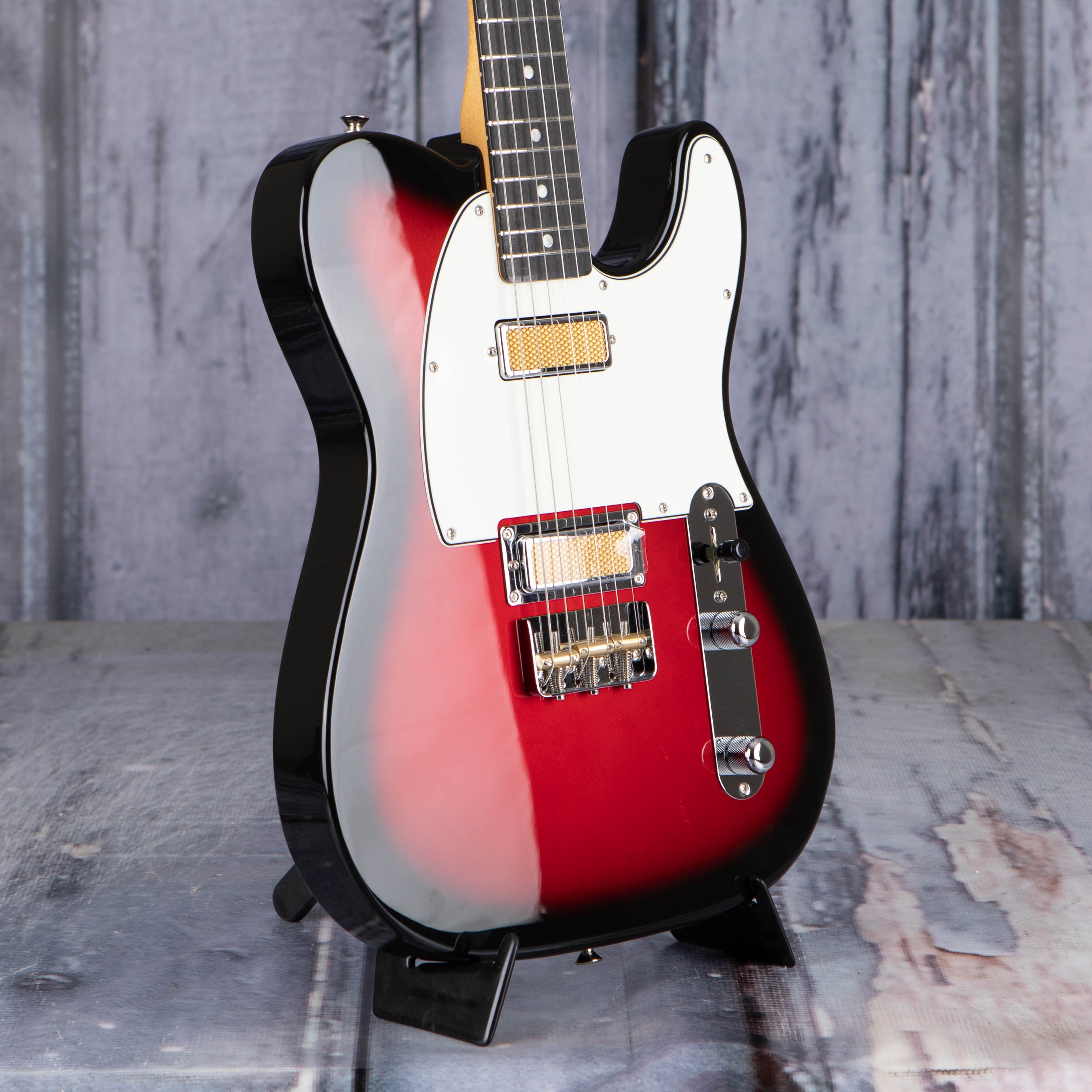 Fender Goil Foil Telecaster Electric Guitar, Candy Apple Burst, angle