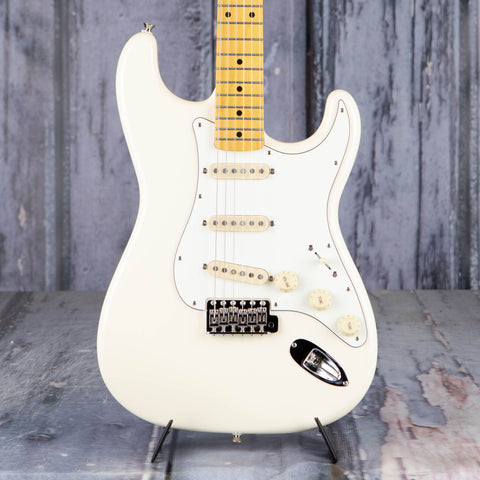 Fender JV Modified '60s Stratocaster Electric Guitar, Olympic White, front closeup