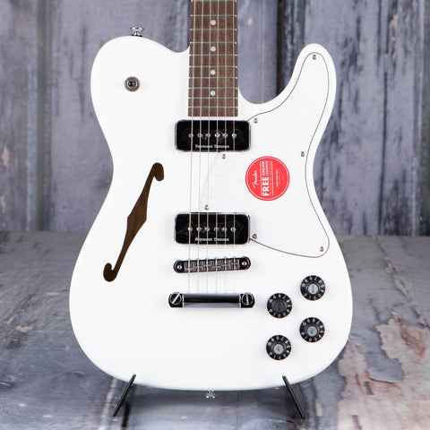 Fender Jim Adkins JA-90 Telecaster Thinline Semi-Hollowbody Guitar, White, front closeup